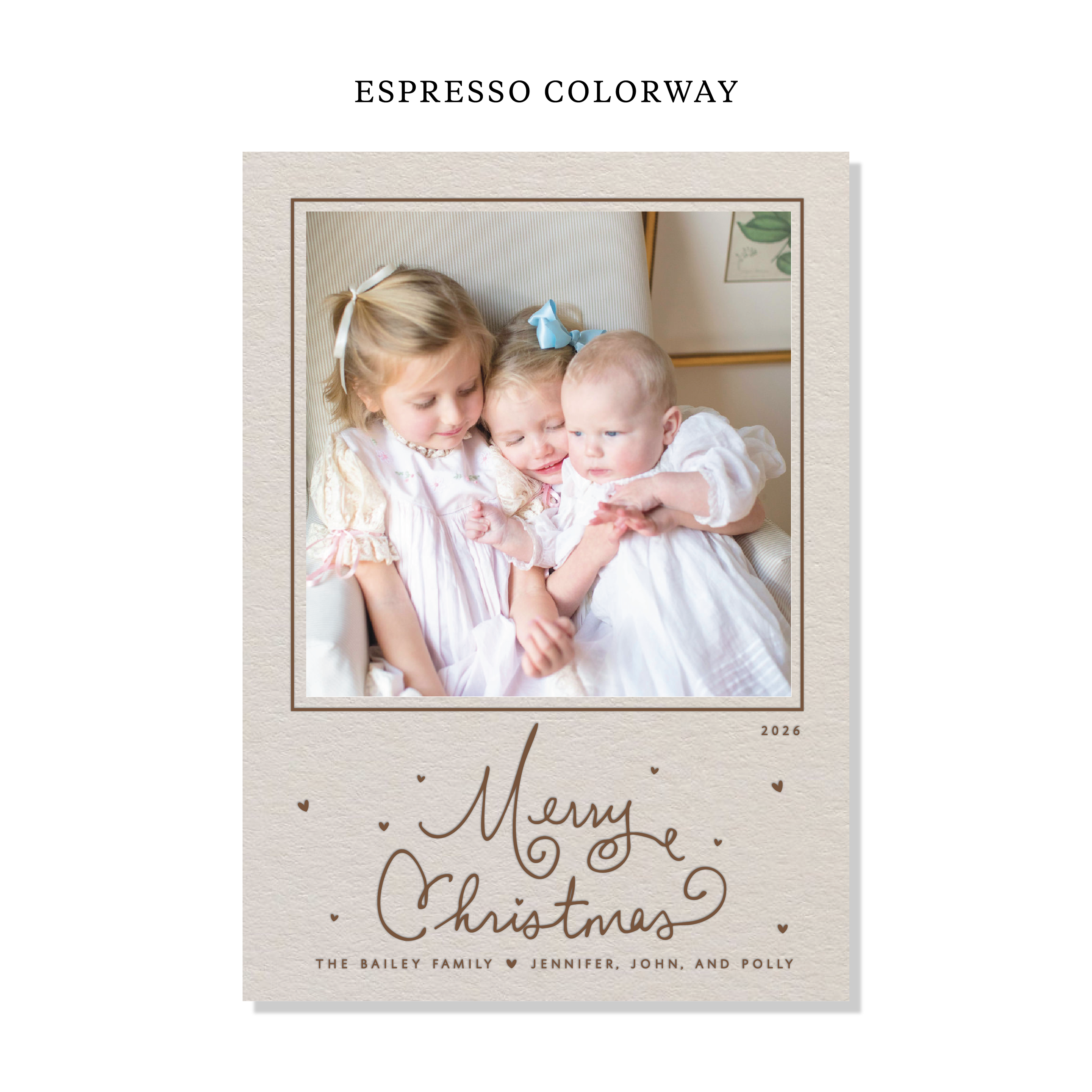 Sinclair Letterpress Holiday Card, Large (Colored Paper)
