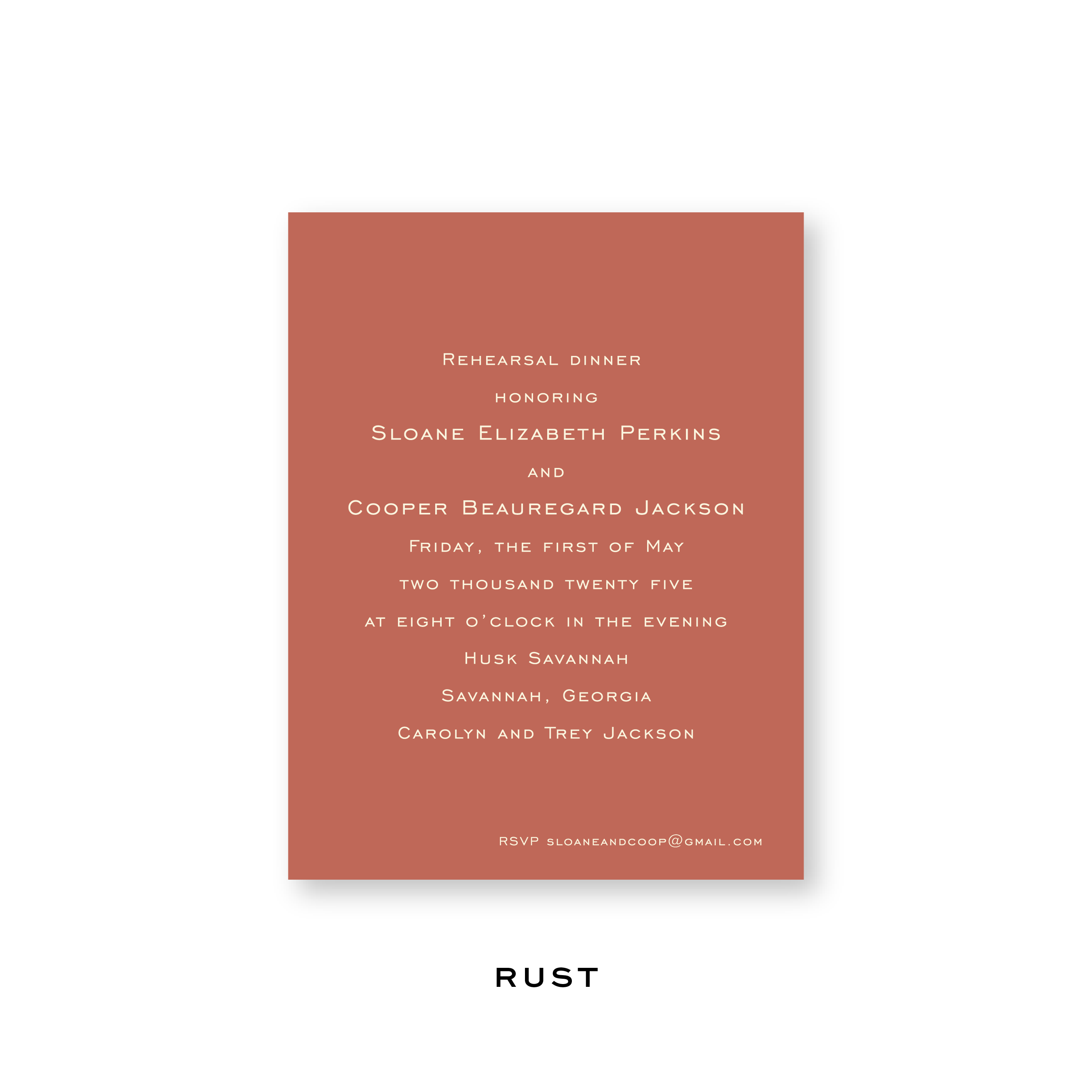 Sloan Rehearsal Dinner Invitation