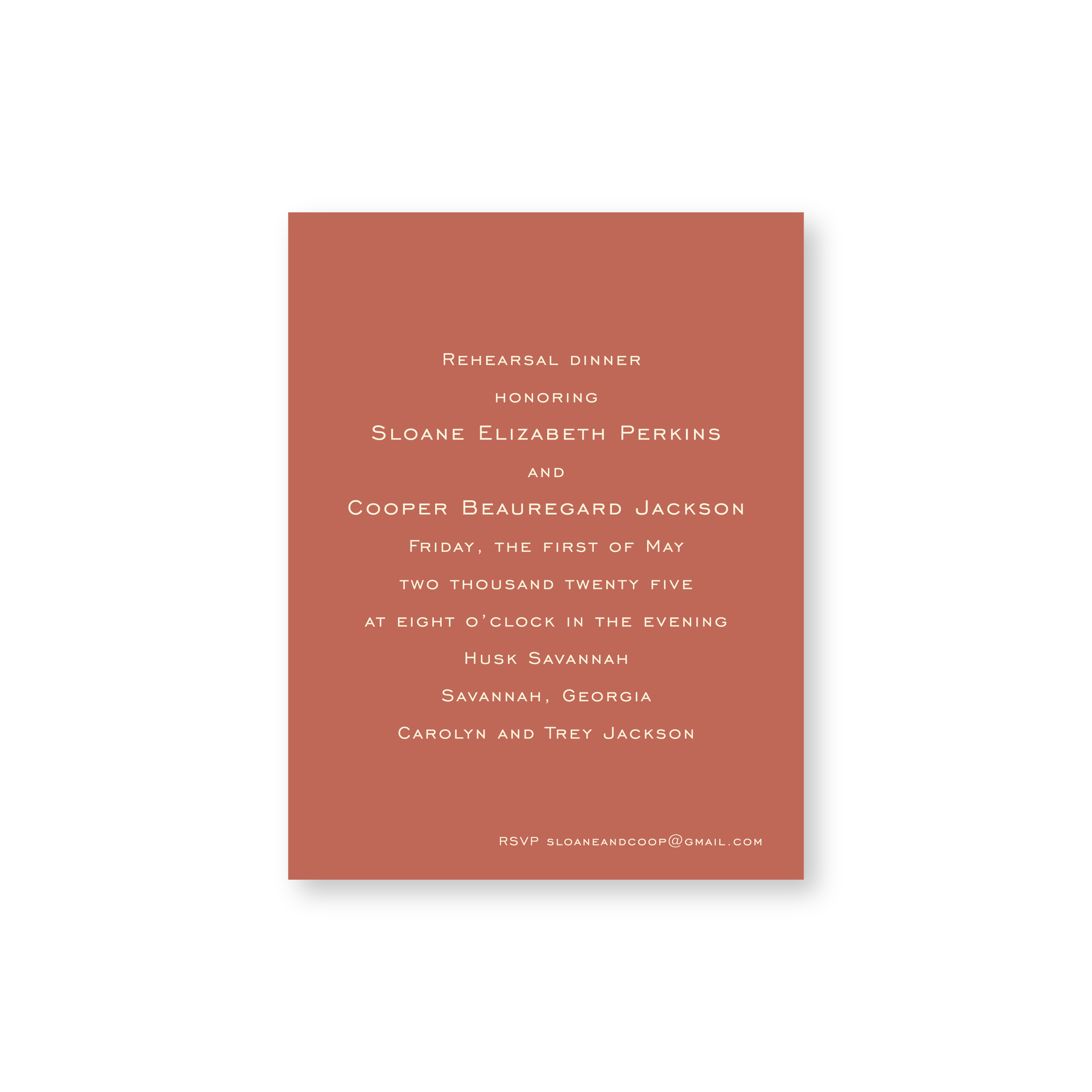 Sloan Rehearsal Dinner Invitation