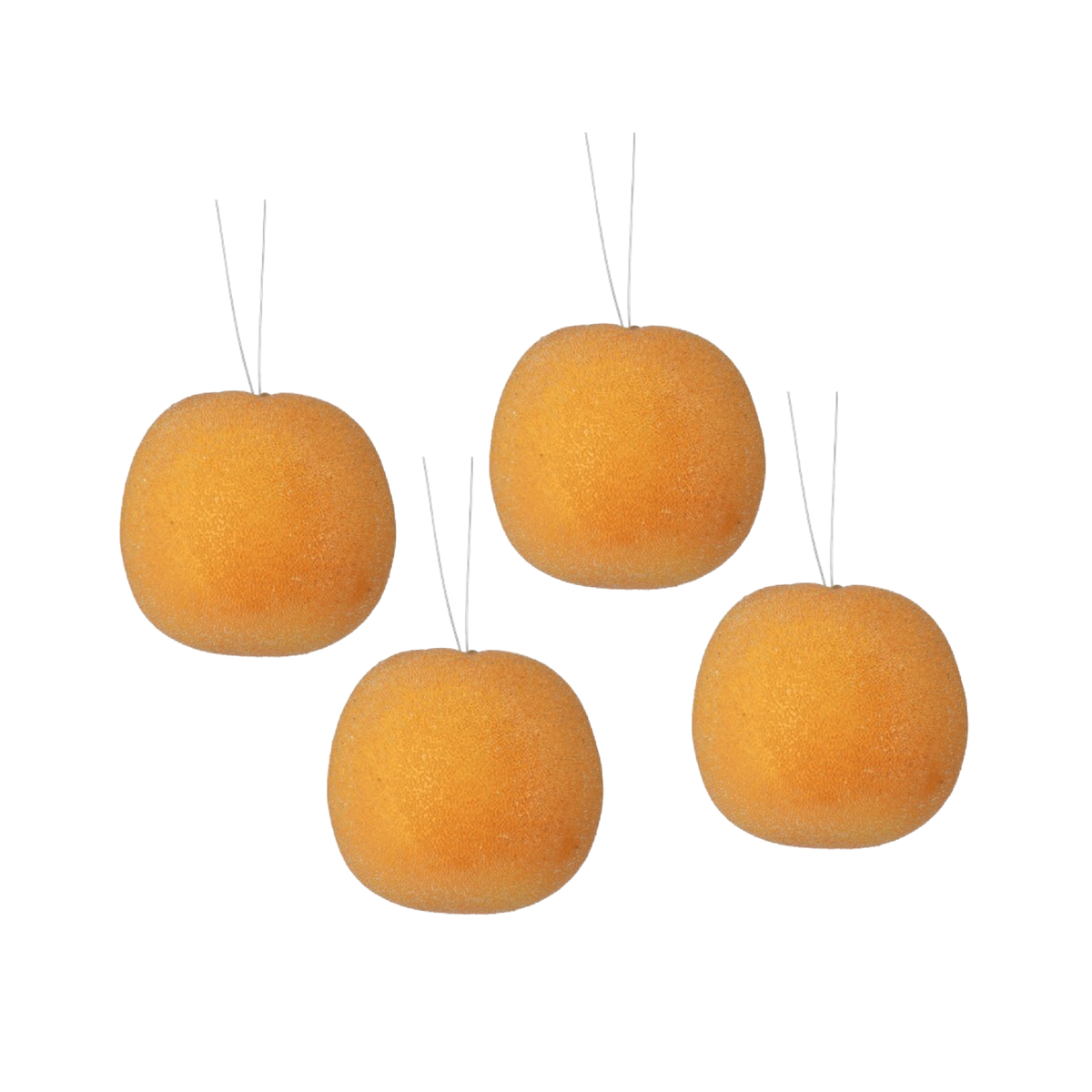 Set of four Sugared Seville Orange Ornaments with softly frosted finish and hanging loops