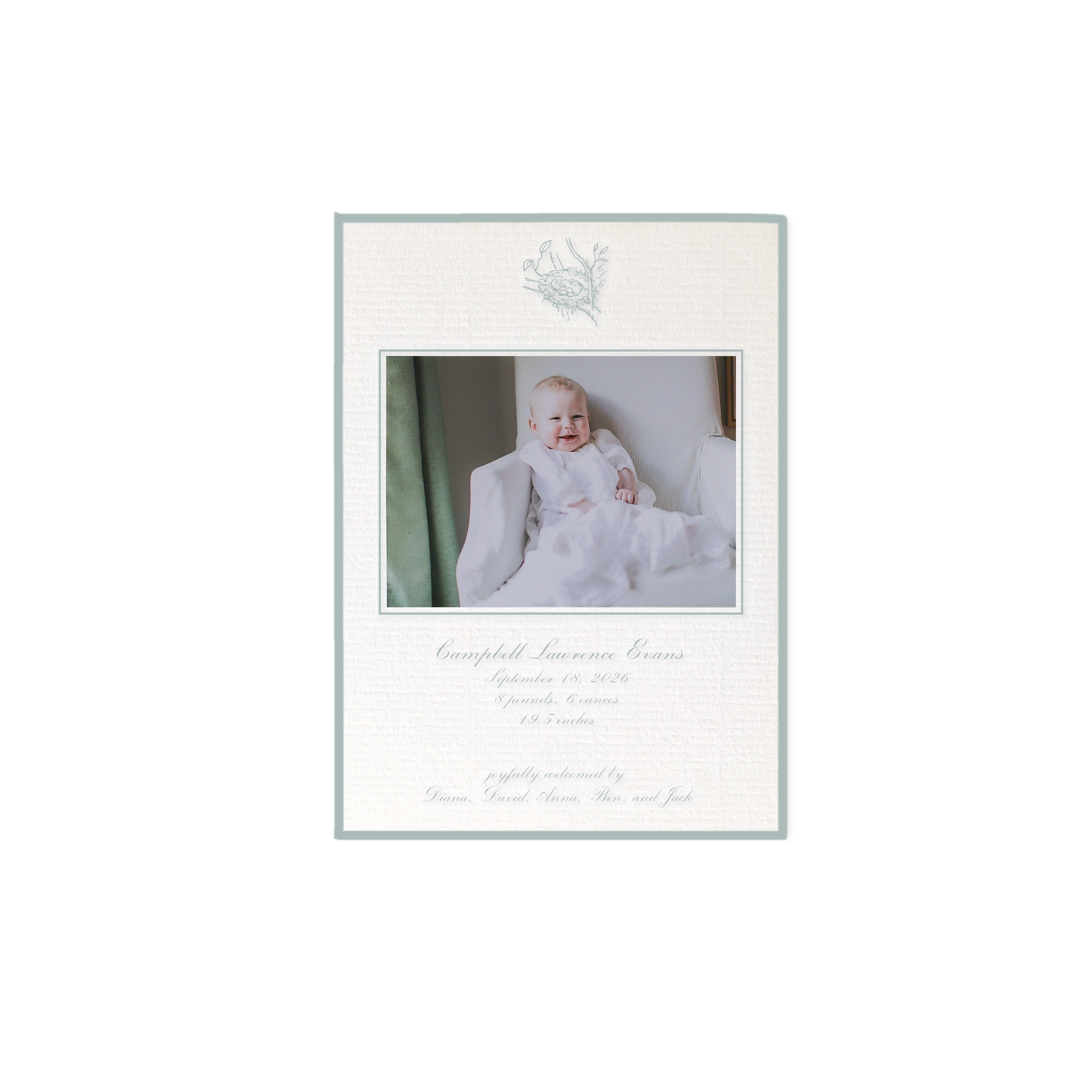 Surrey Motif Photo Birth Announcement