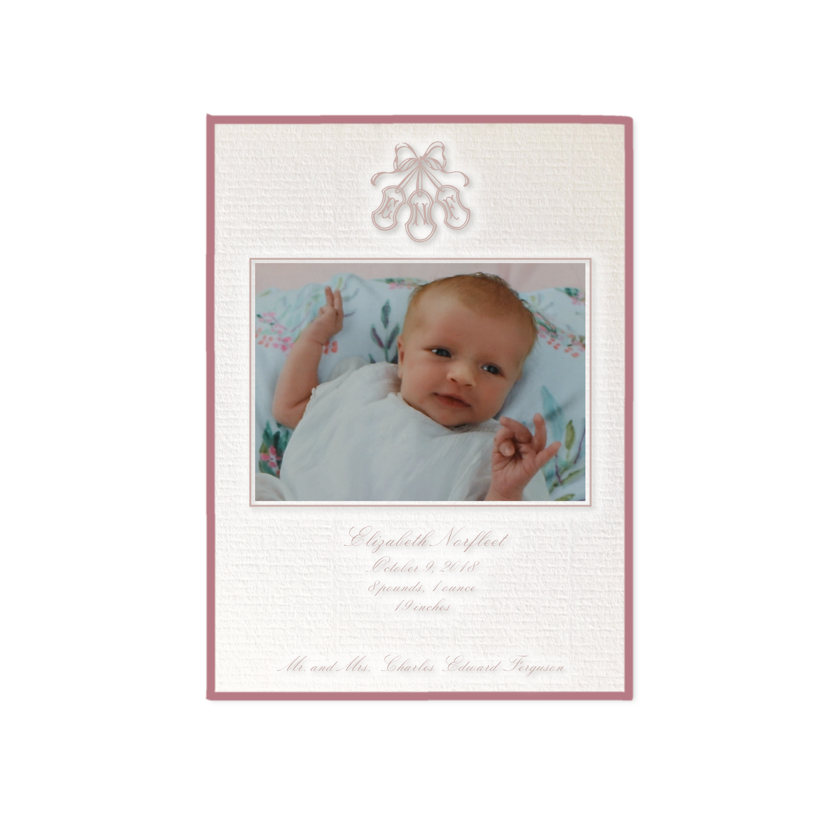 Sutton Motif Photo Birth Announcement