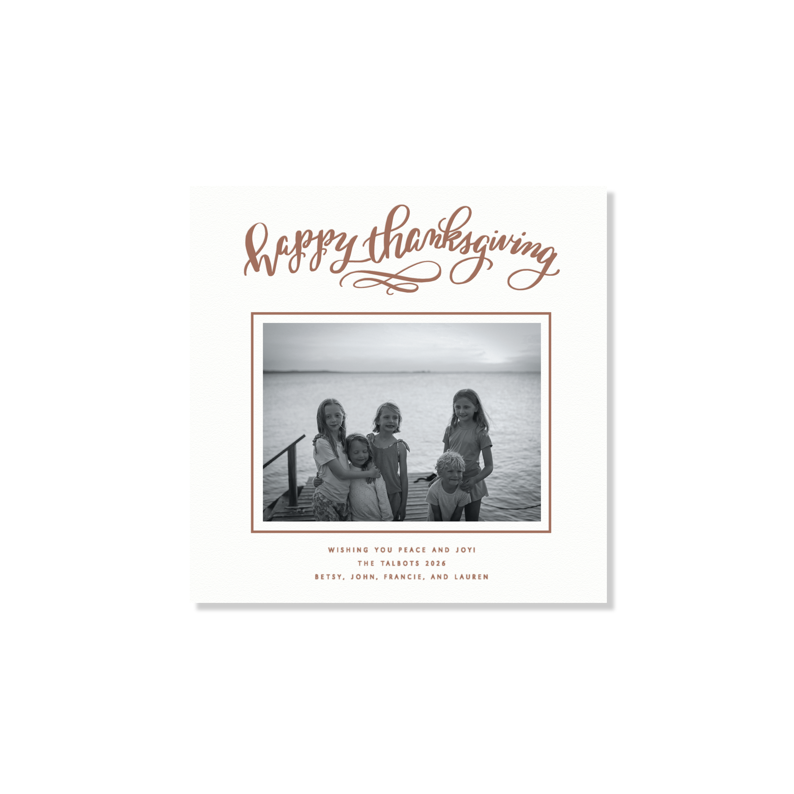 Talbot Letterpress Holiday Card, Small Square (White Paper)