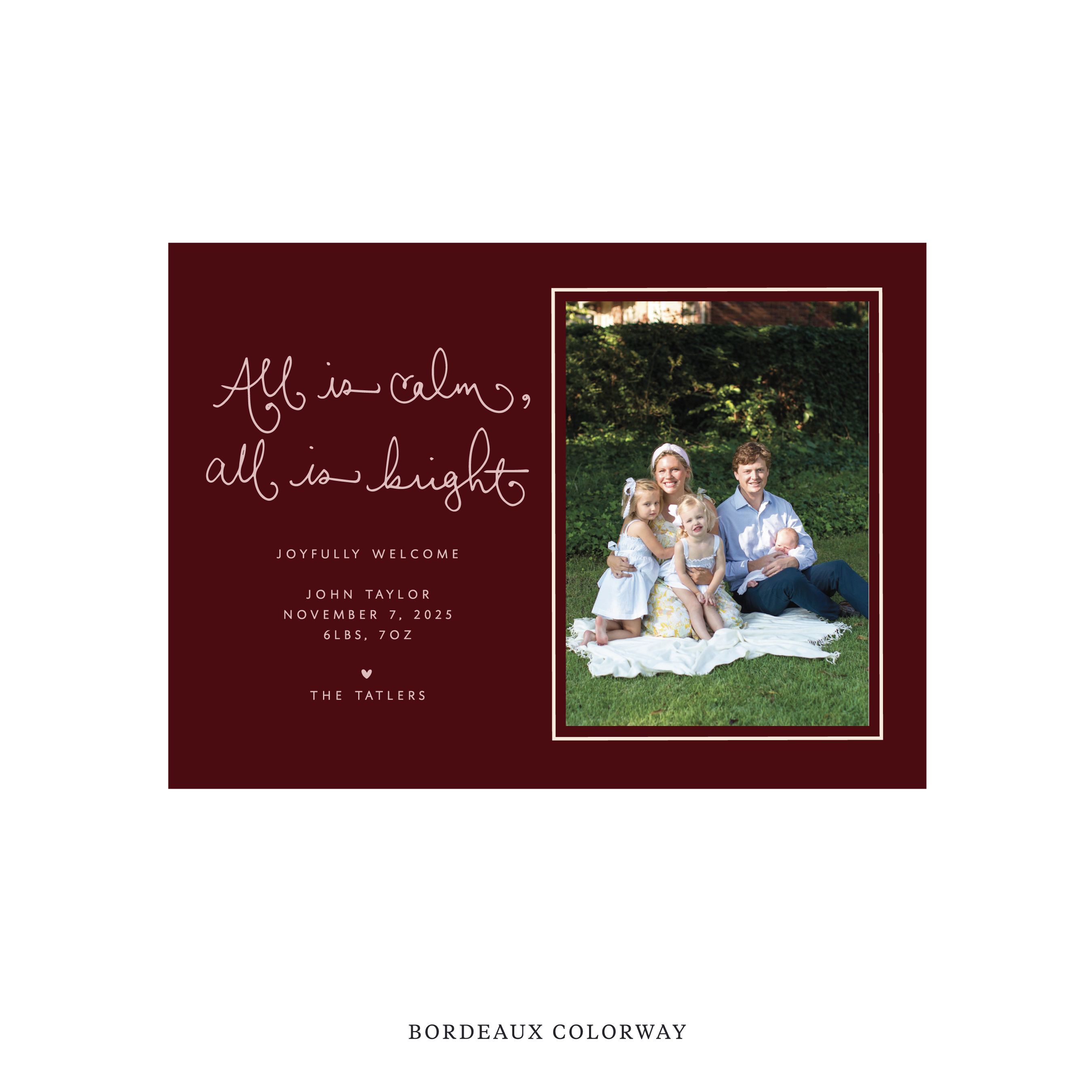 Tatler Classic Flat Print Holiday Card, Birth Announcement Medium