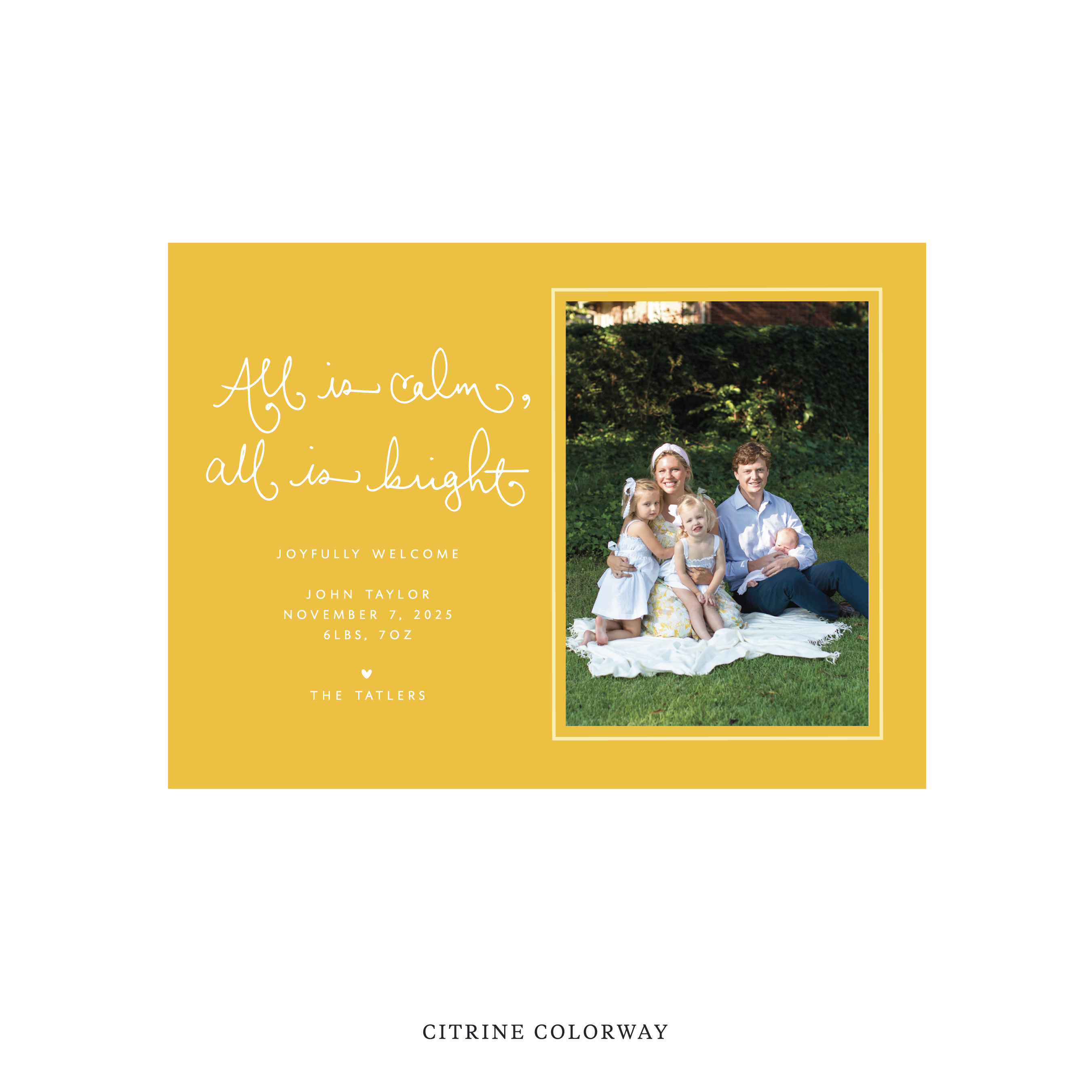 Tatler Classic Flat Print Holiday Card, Birth Announcement Medium