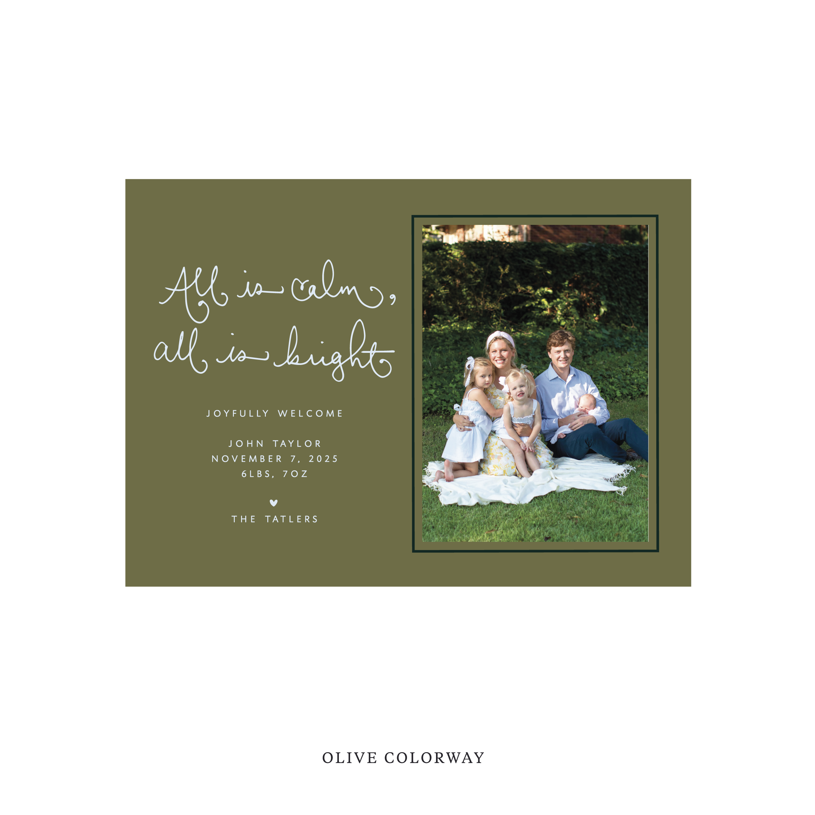 Tatler Classic Flat Print Holiday Card, Birth Announcement Medium