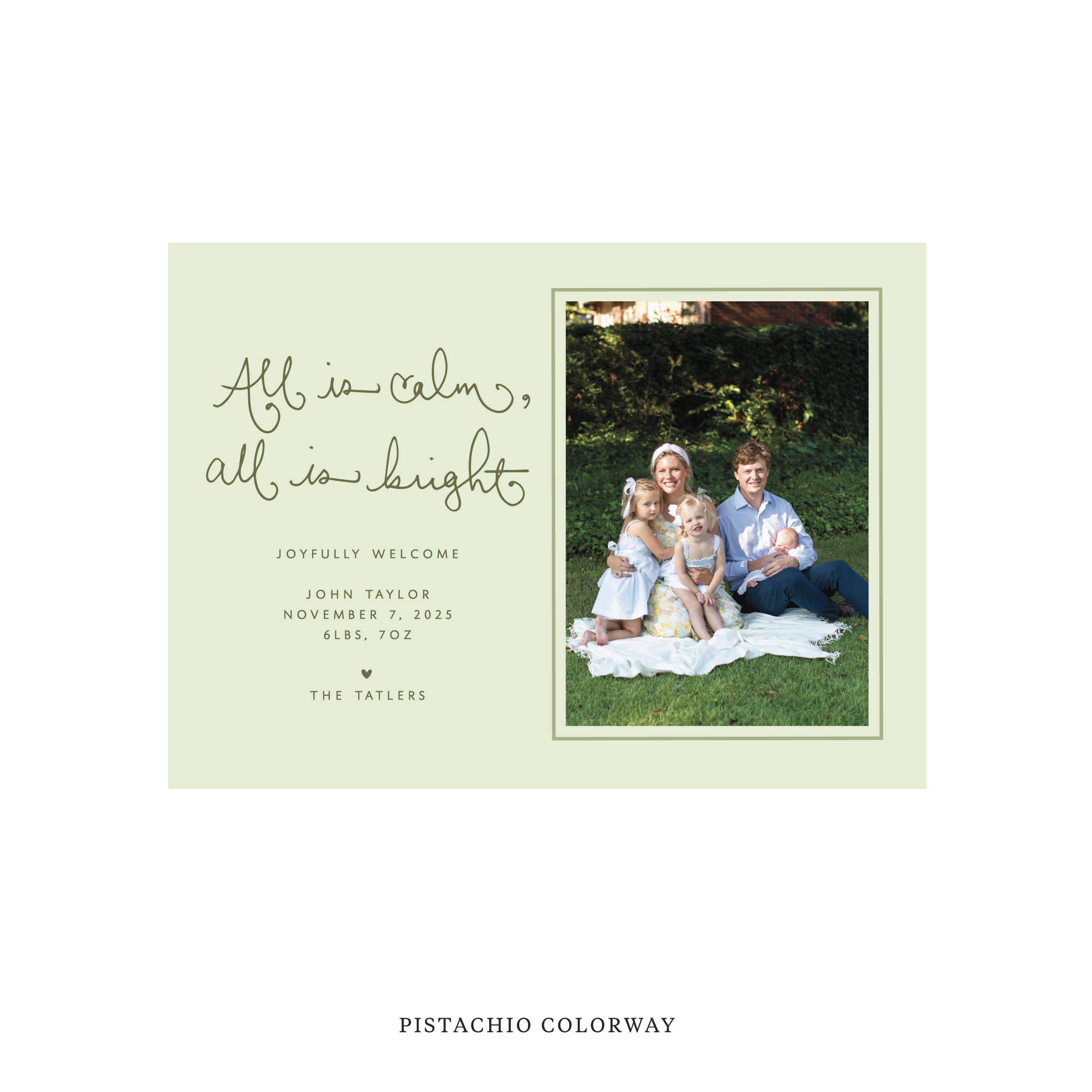 Tatler Classic Flat Print Holiday Card, Birth Announcement Medium