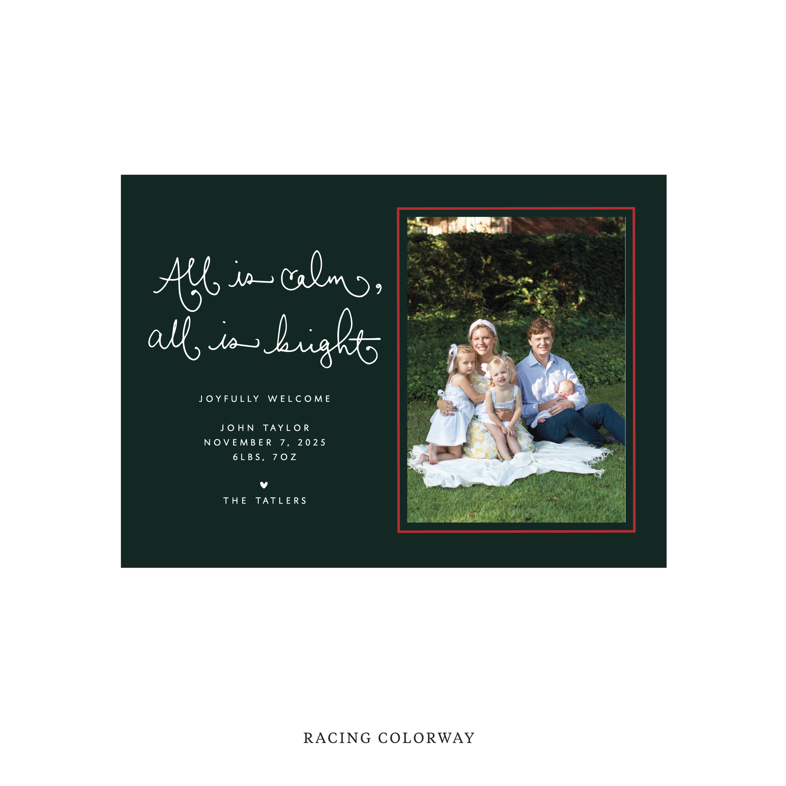 Tatler Classic Flat Print Holiday Card, Birth Announcement Medium
