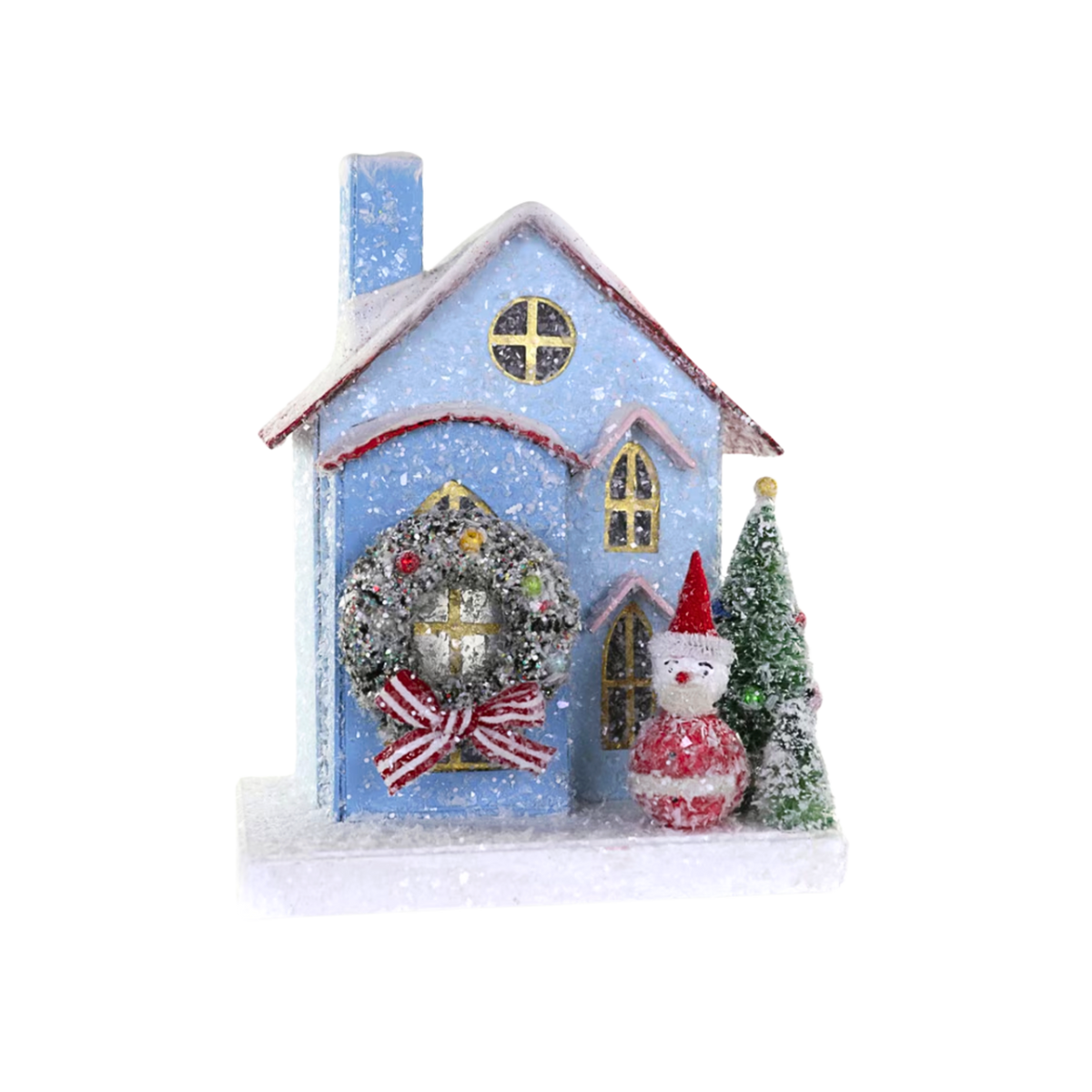 Small Wreath Glitter Christmas House