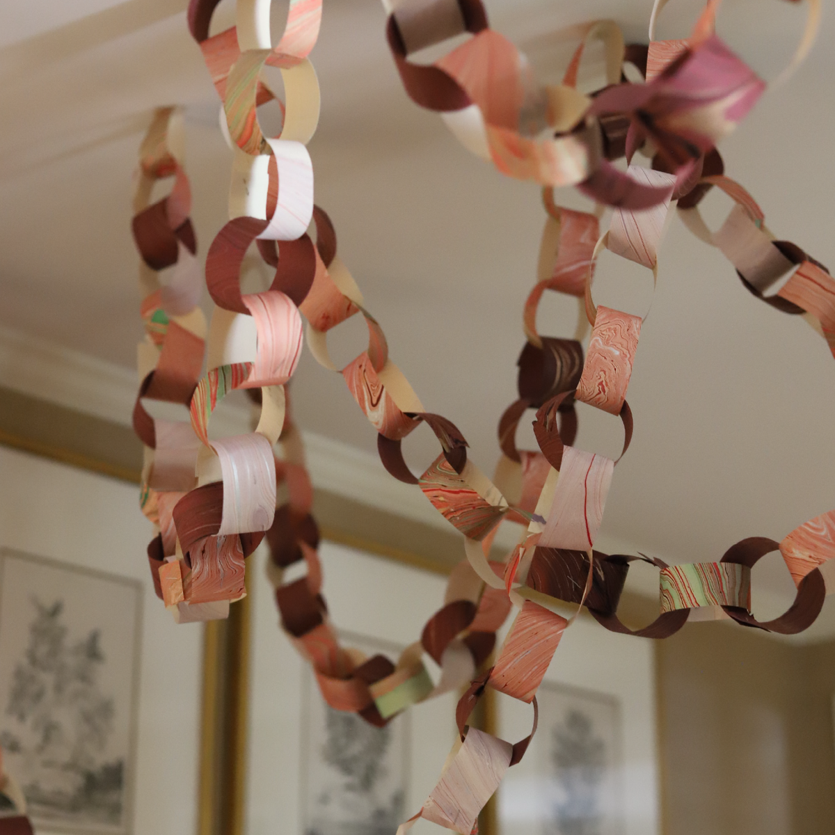 Marbled Paper Chain Kit — Warm Tones