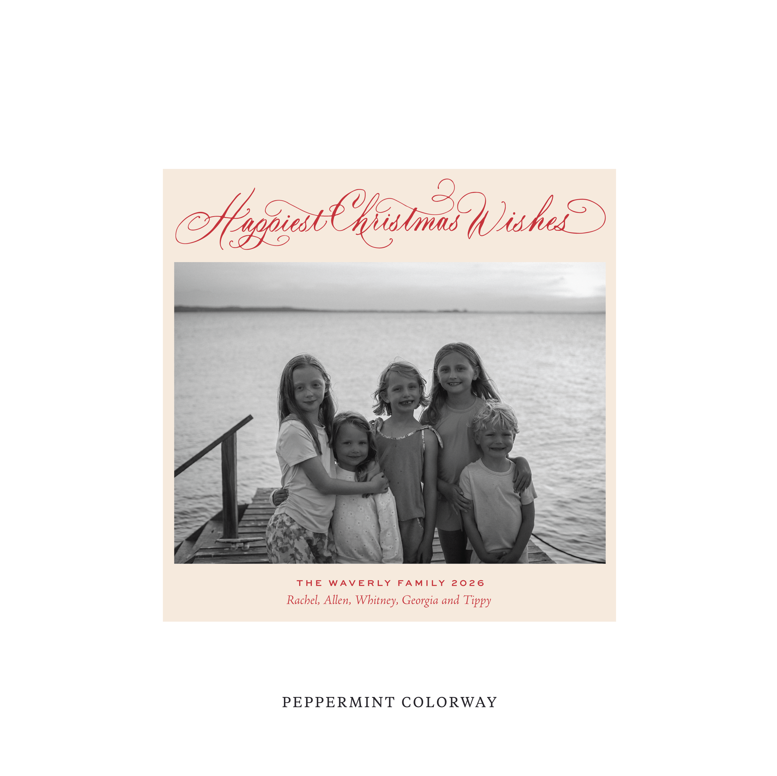 Waverly Classic Flat Print Holiday Card, Square