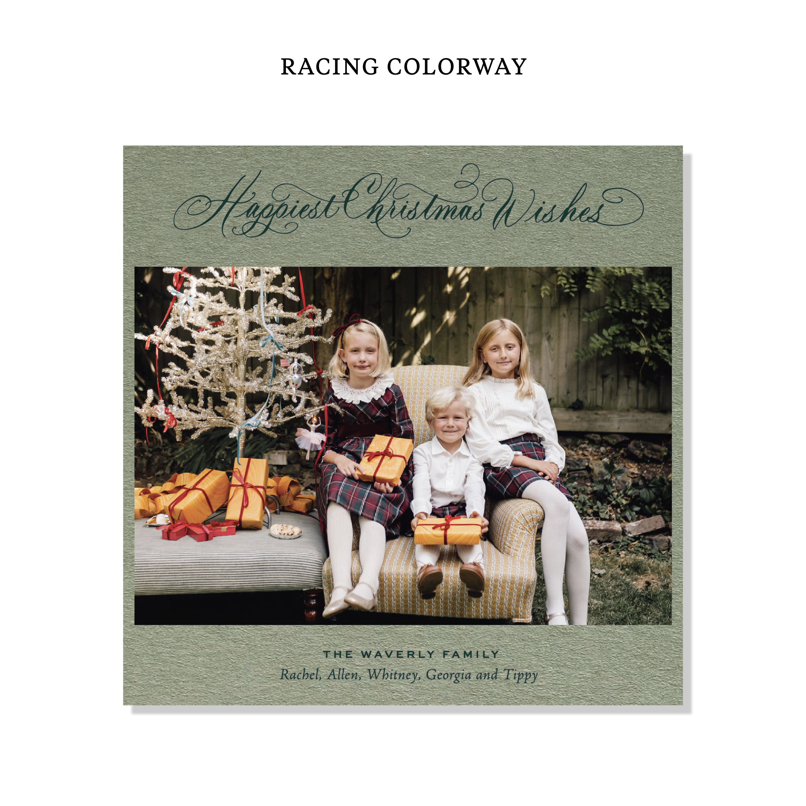Waverly Letterpress Holiday Card, Large Square (Colored Paper)