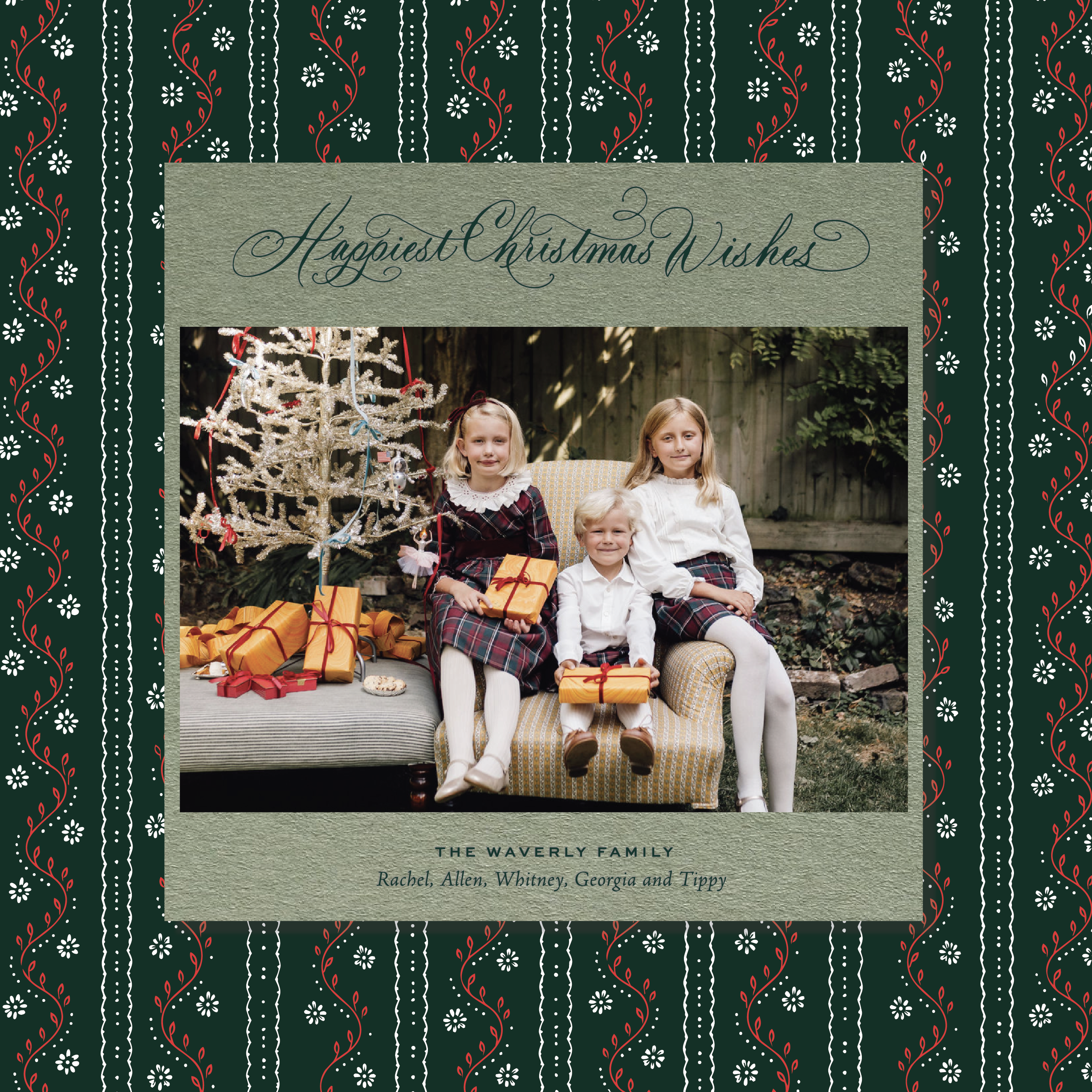 Waverly Letterpress Holiday Card, Large Square (Colored Paper)