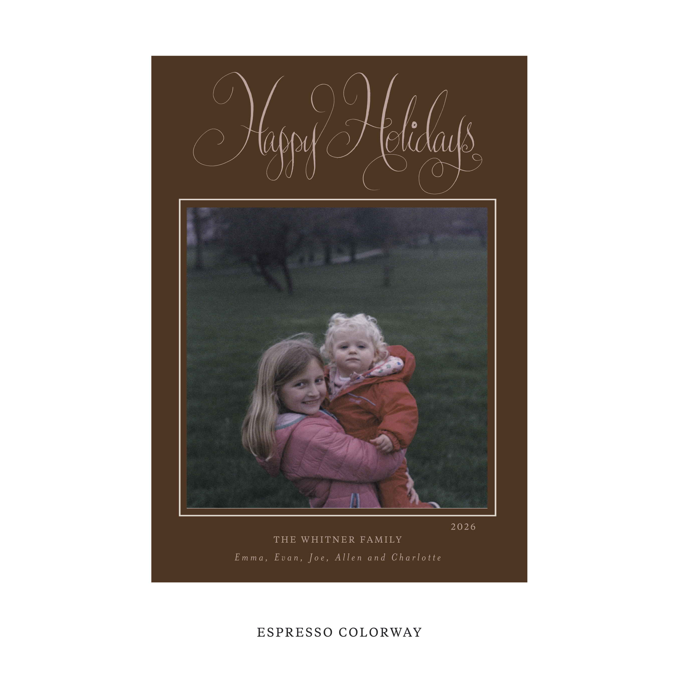 Whitner Classic Flat Print Holiday Card, Large