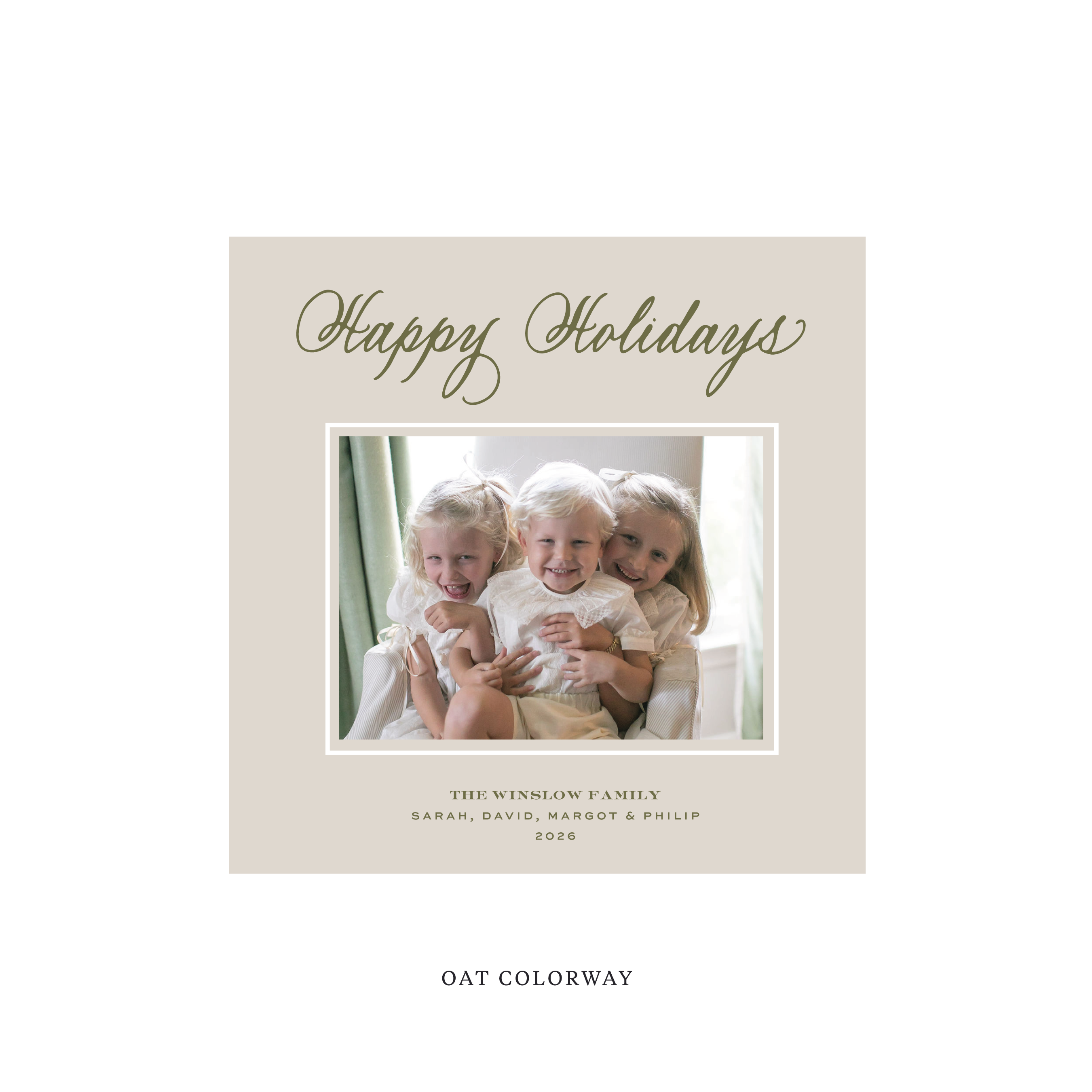 Winslow Classic Flat Print Holiday Card, Square