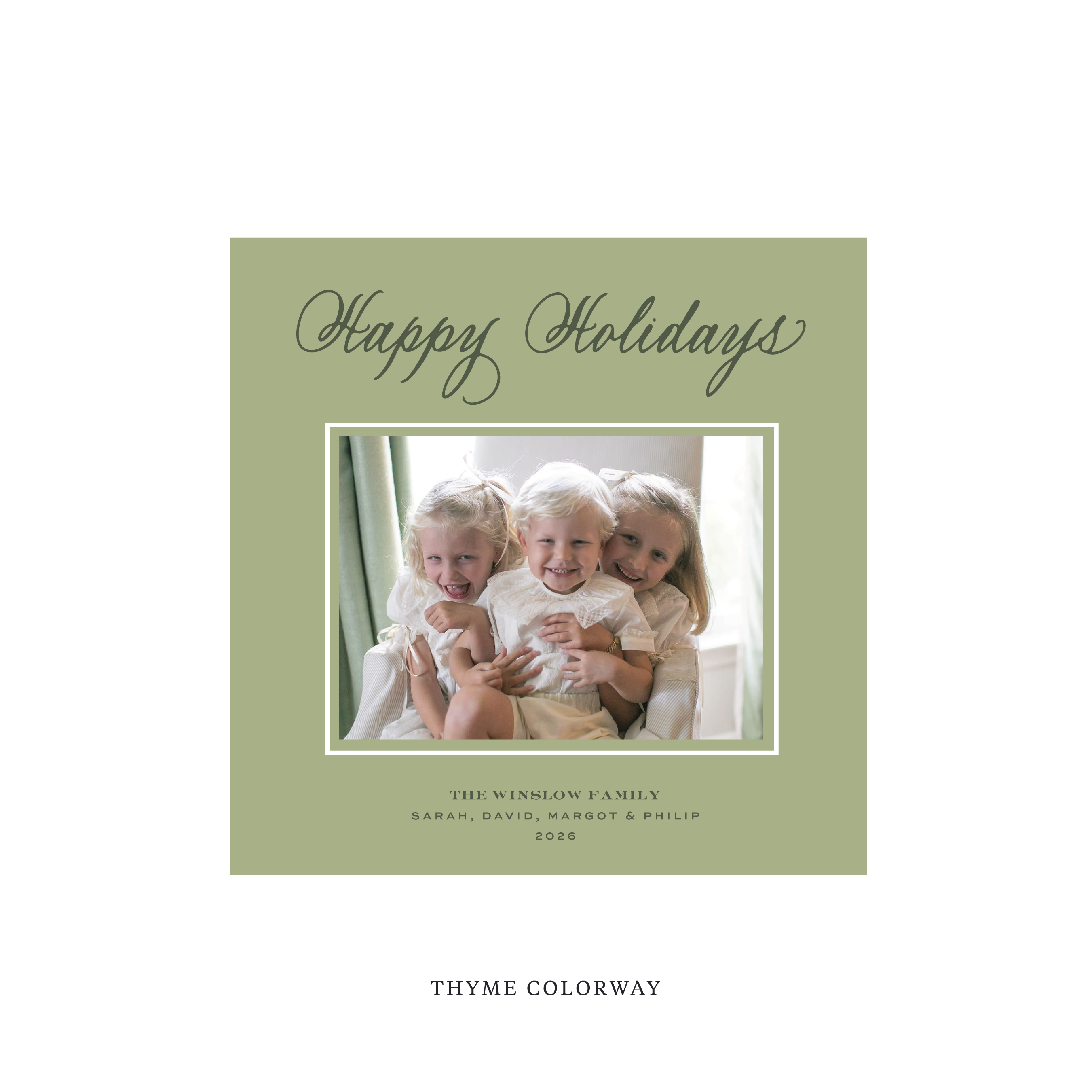 Winslow Classic Flat Print Holiday Card, Square
