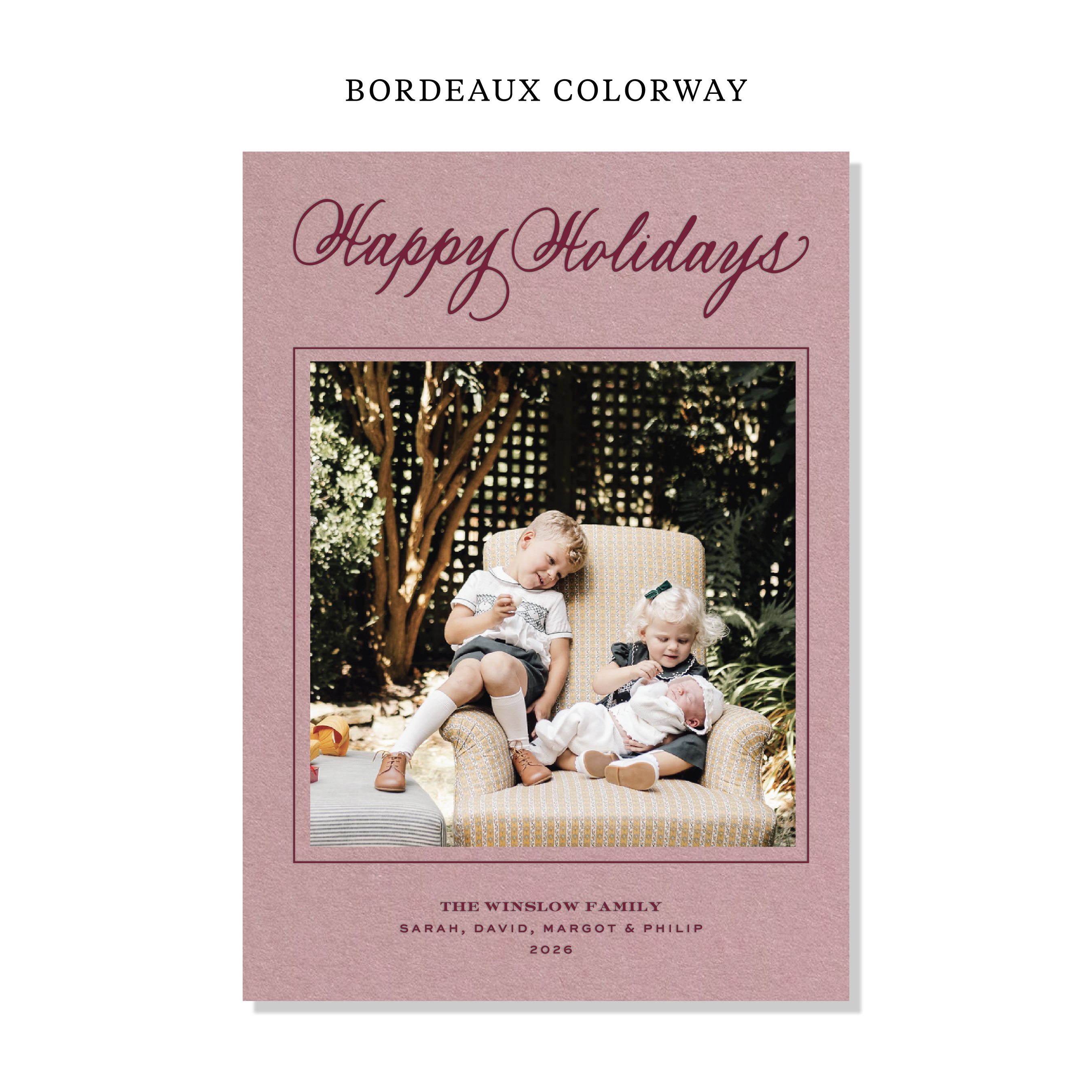 Winslow Letterpress Holiday Card, Large (Colored Paper)
