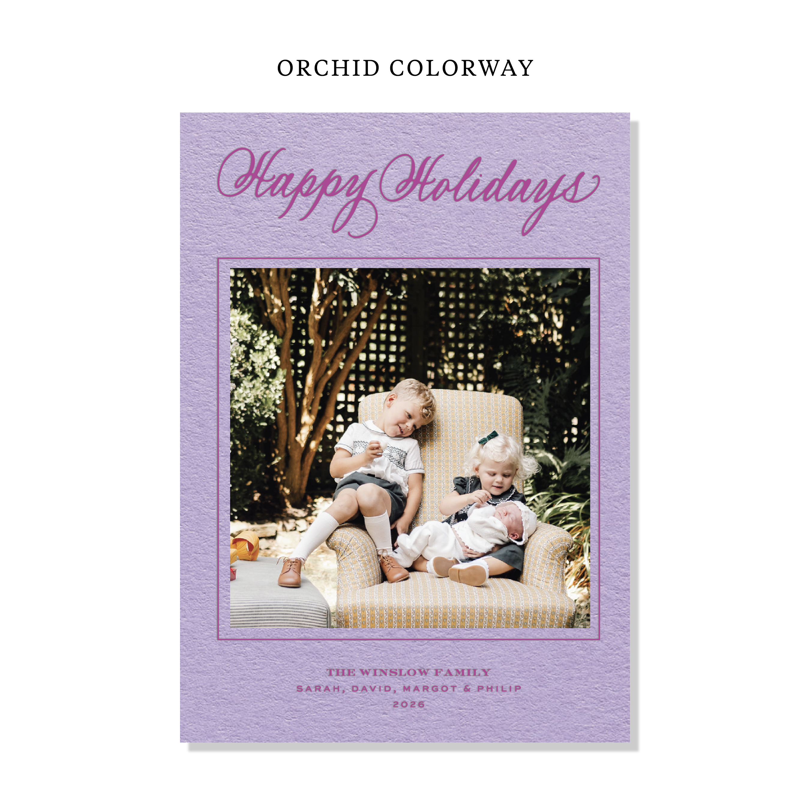 Winslow Letterpress Holiday Card, Large (Colored Paper)