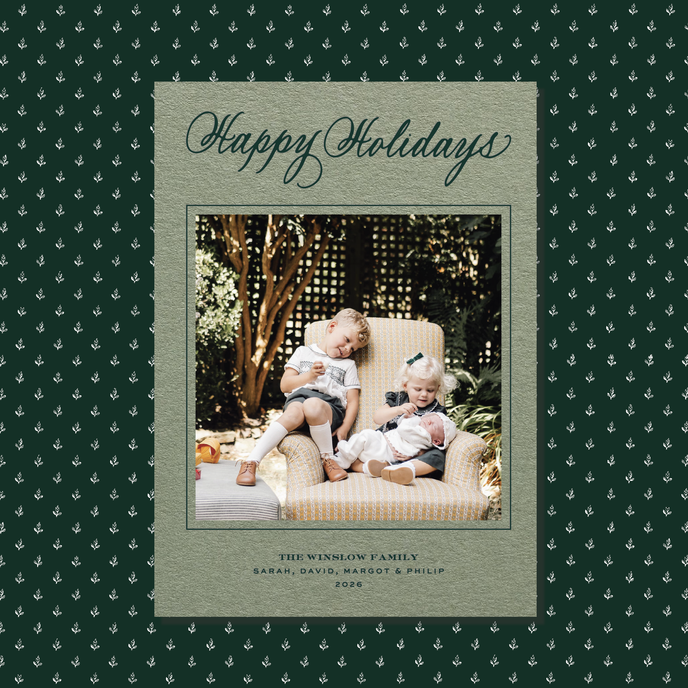 Winslow Letterpress Holiday Card, Large (Colored Paper)