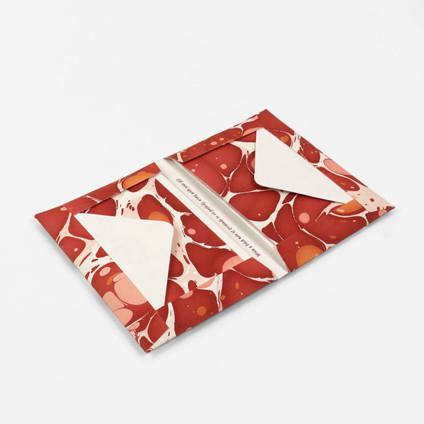 Marbled Greeting Card Set - Pebbles Red