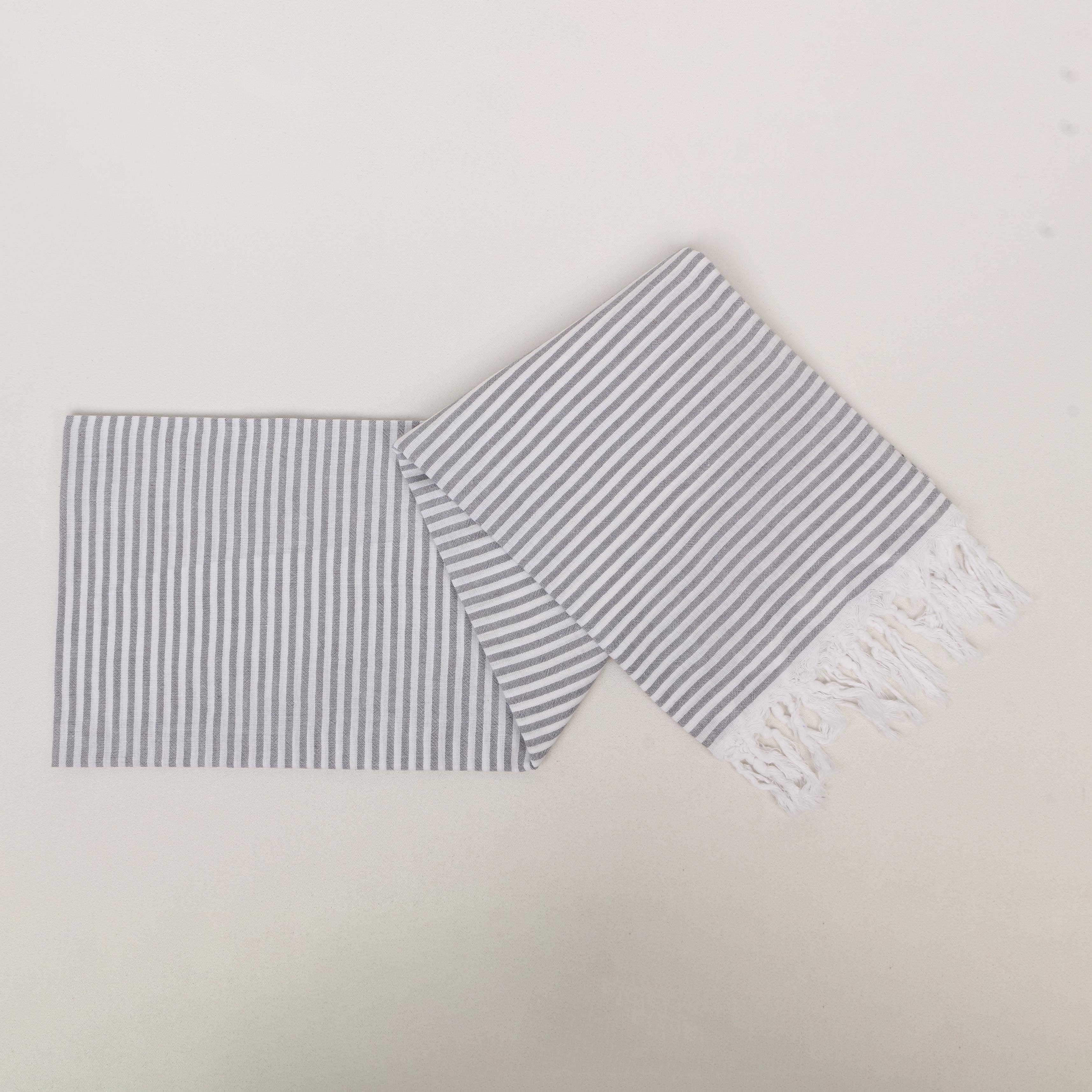 Striped Colorful Turkish Cotton Peshtemal Towel: Dark Navy Blue / Beach Towel
