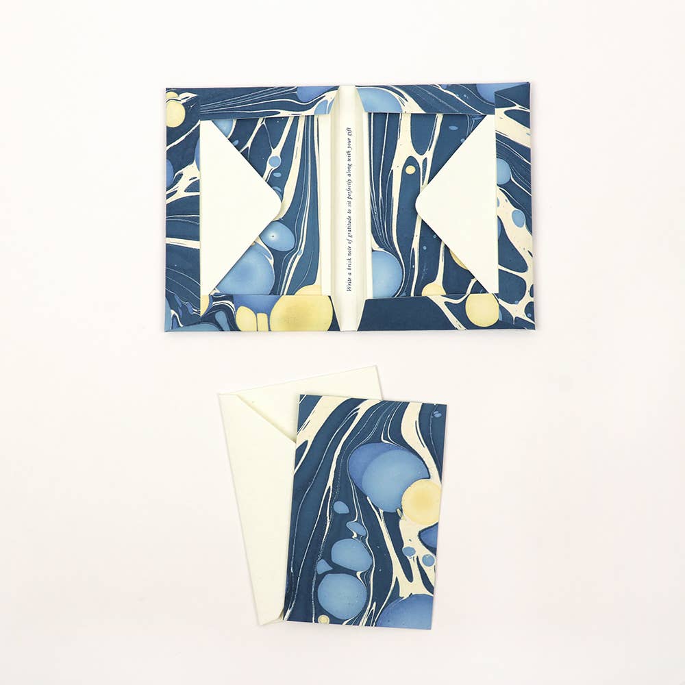 Marbled Greeting Card Set - Indigo
