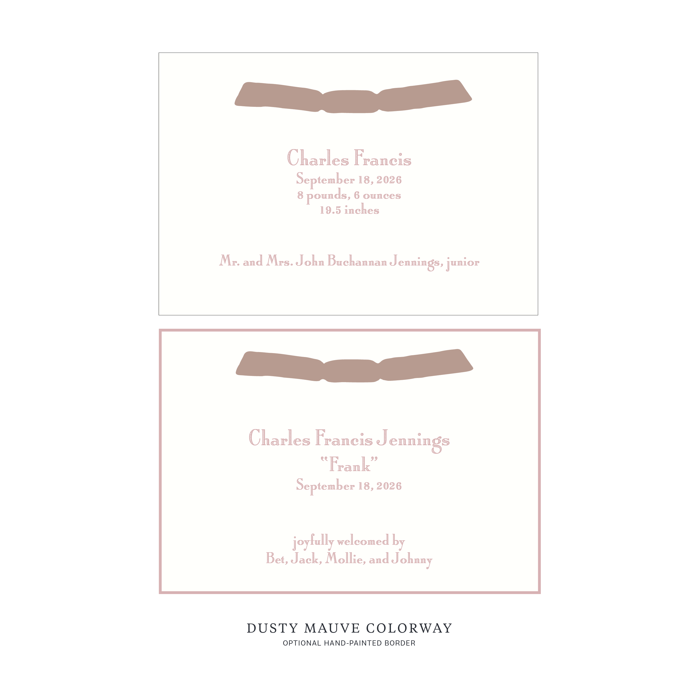 Cambridge Ribbon Birth Announcement
