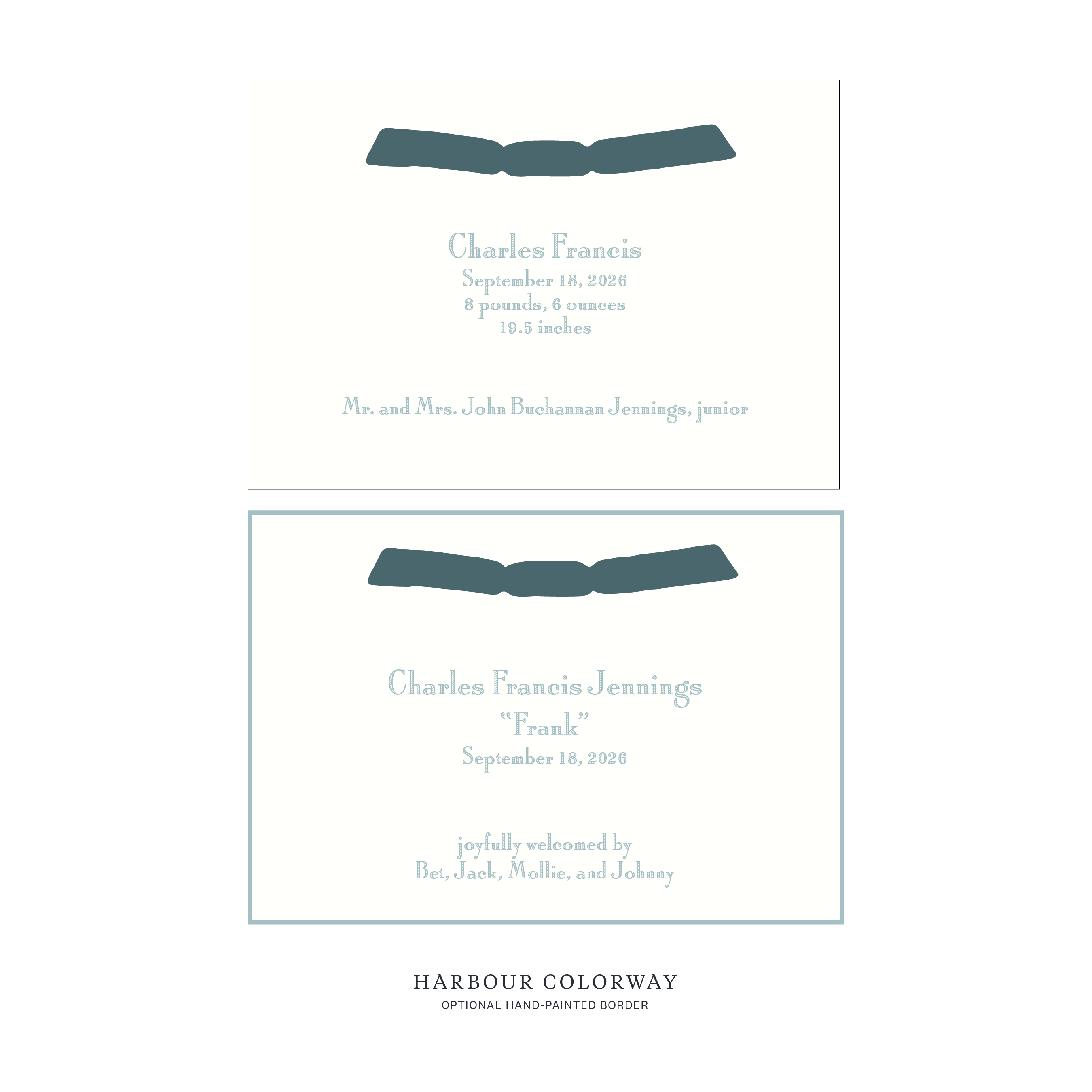 Cambridge Ribbon Birth Announcement