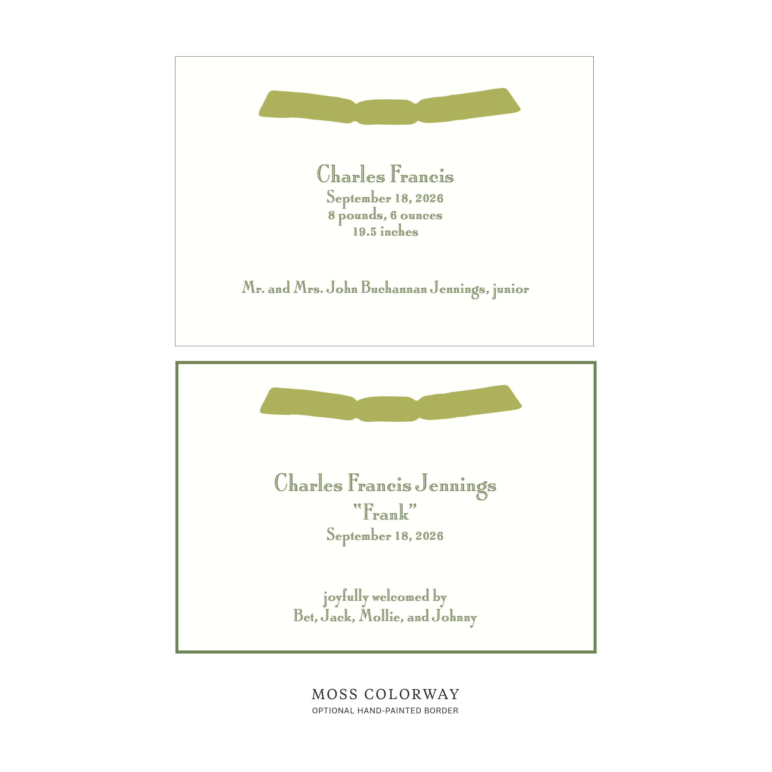 Cambridge Ribbon Birth Announcement