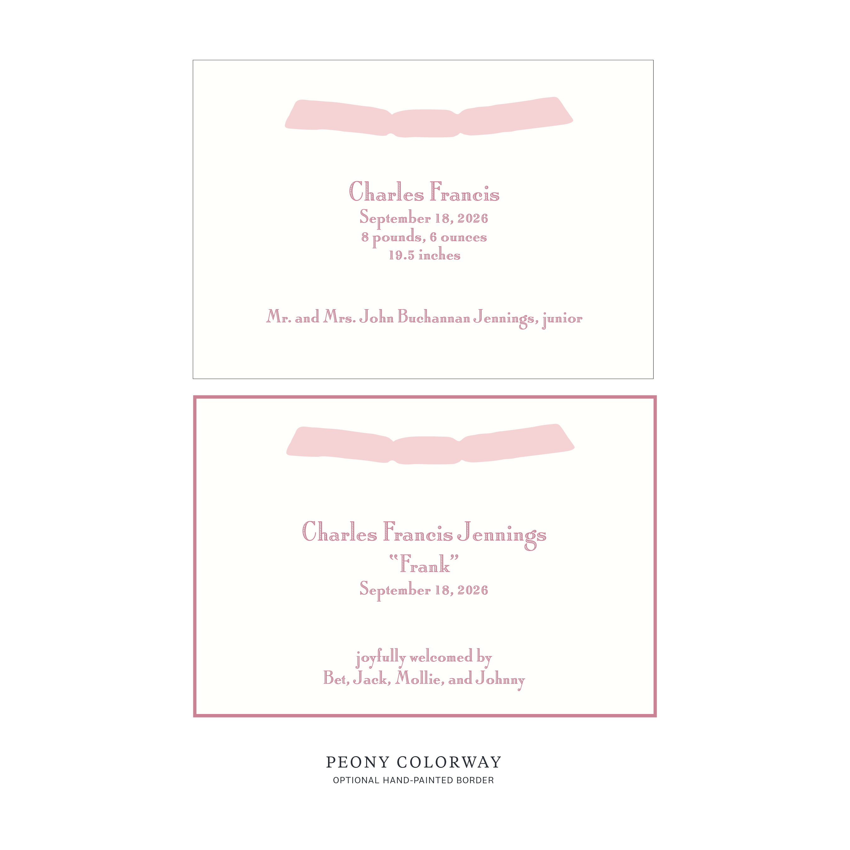 Cambridge Ribbon Birth Announcement