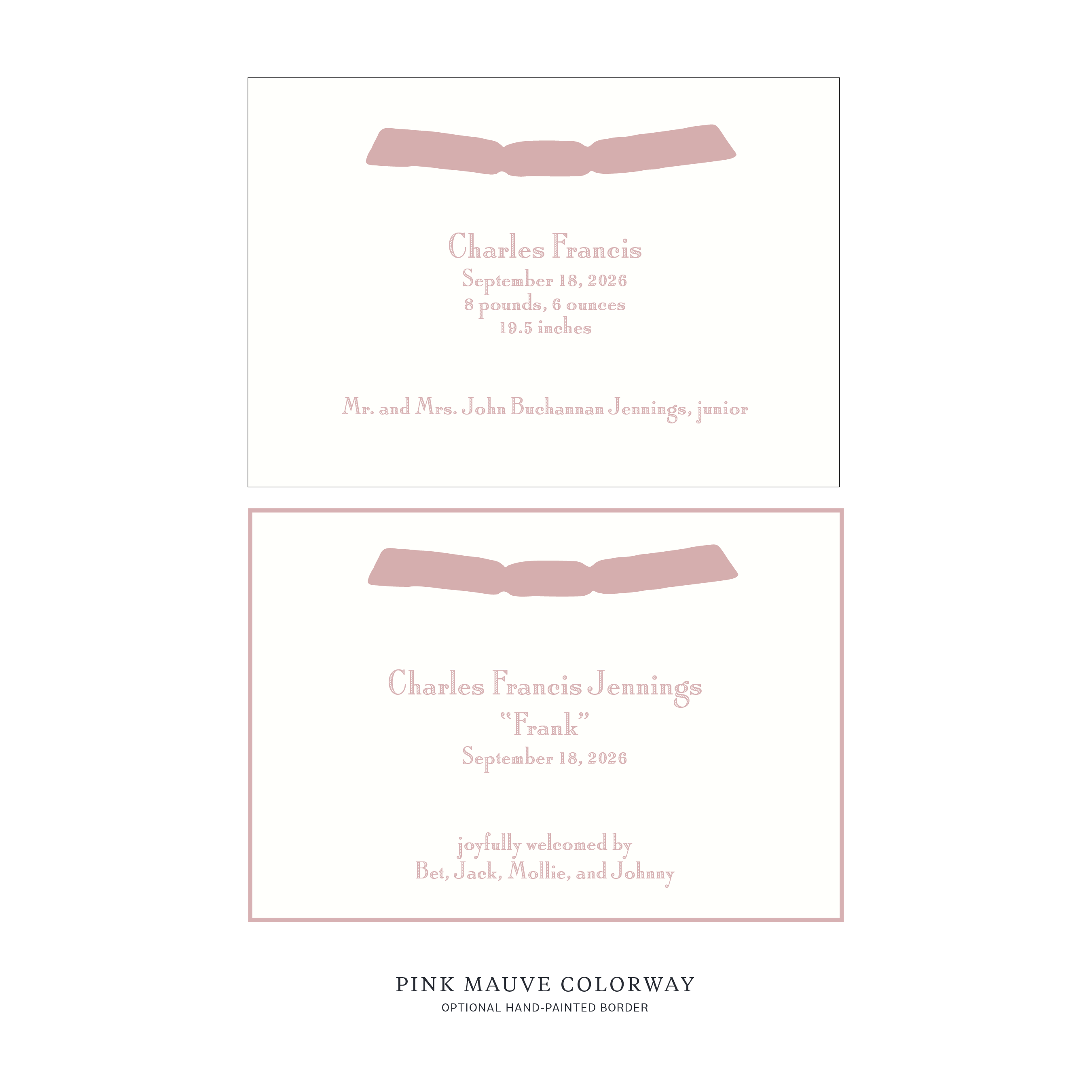 Cambridge Ribbon Birth Announcement