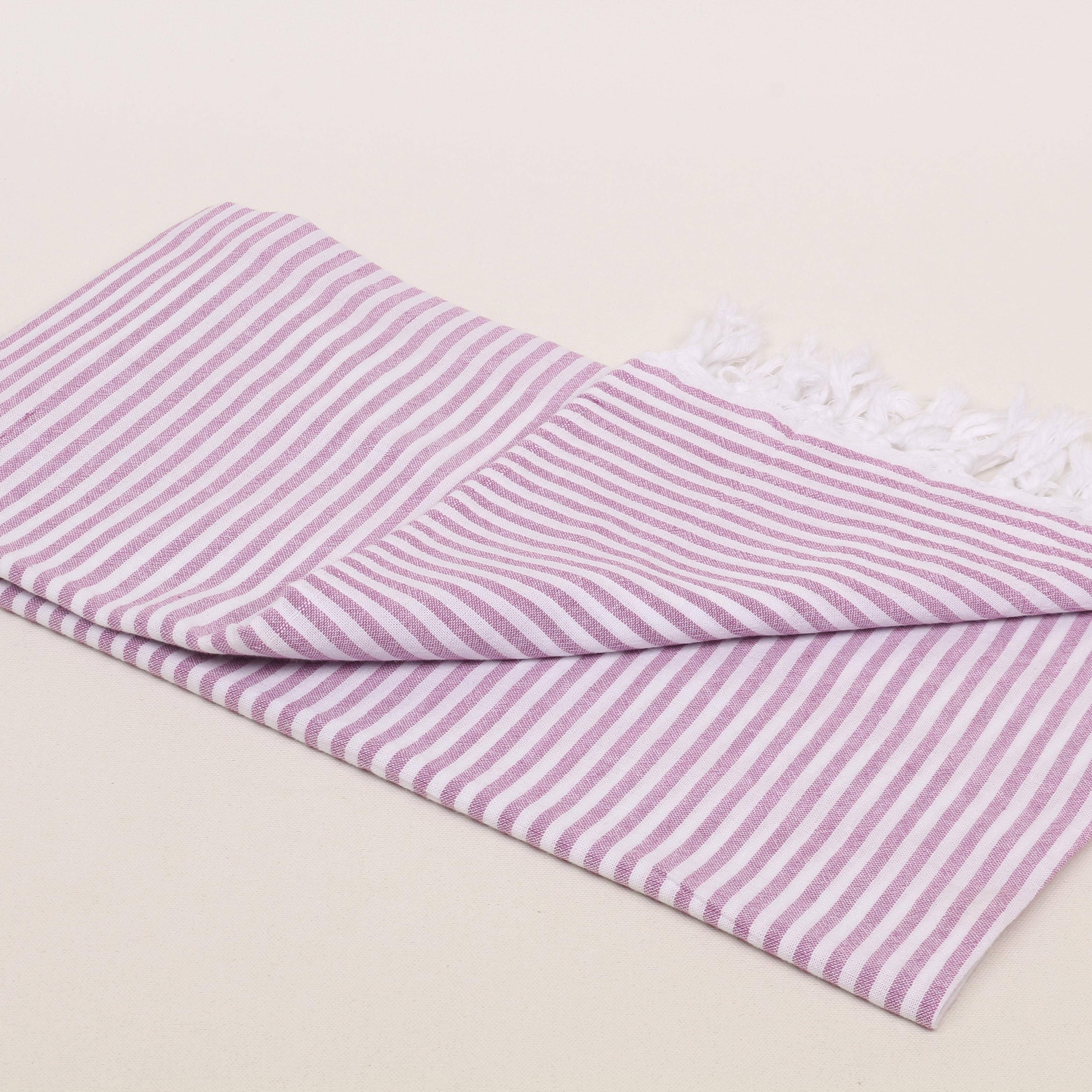 Striped Colorful Turkish Cotton Peshtemal Towel: Dark Navy Blue / Beach Towel