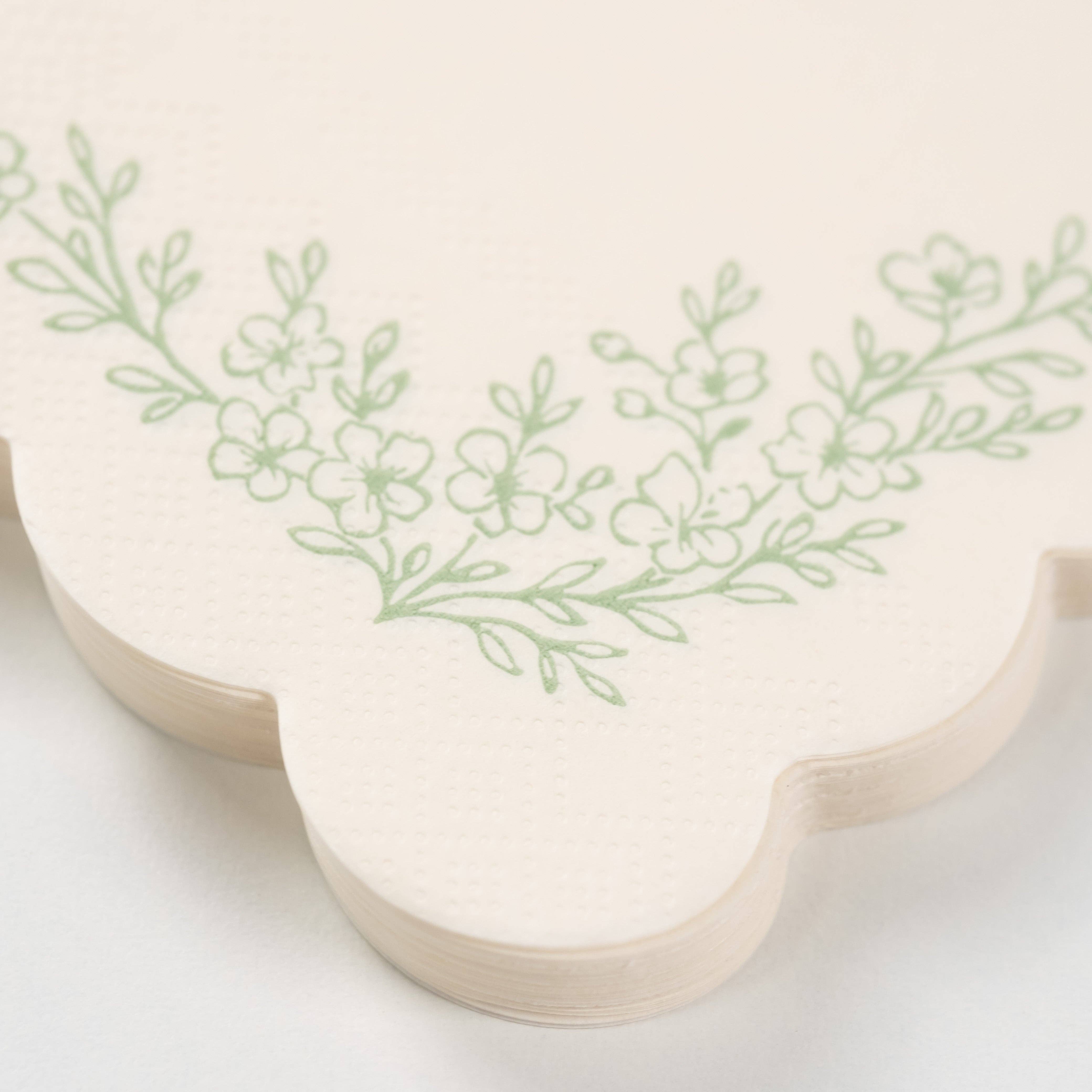 Floral Elegance Sage Guest Towels