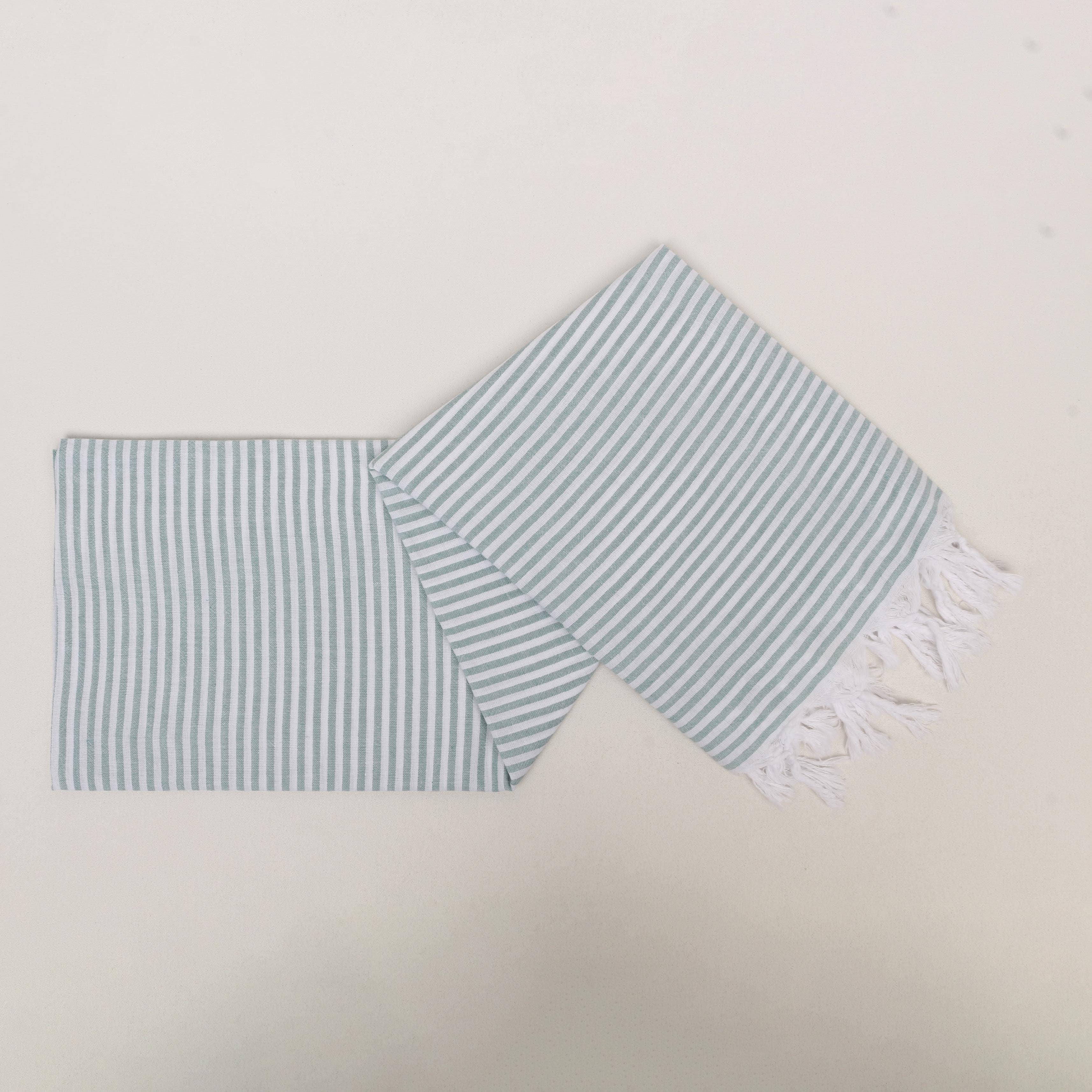 Striped Colorful Turkish Cotton Peshtemal Towel: Dark Navy Blue / Beach Towel