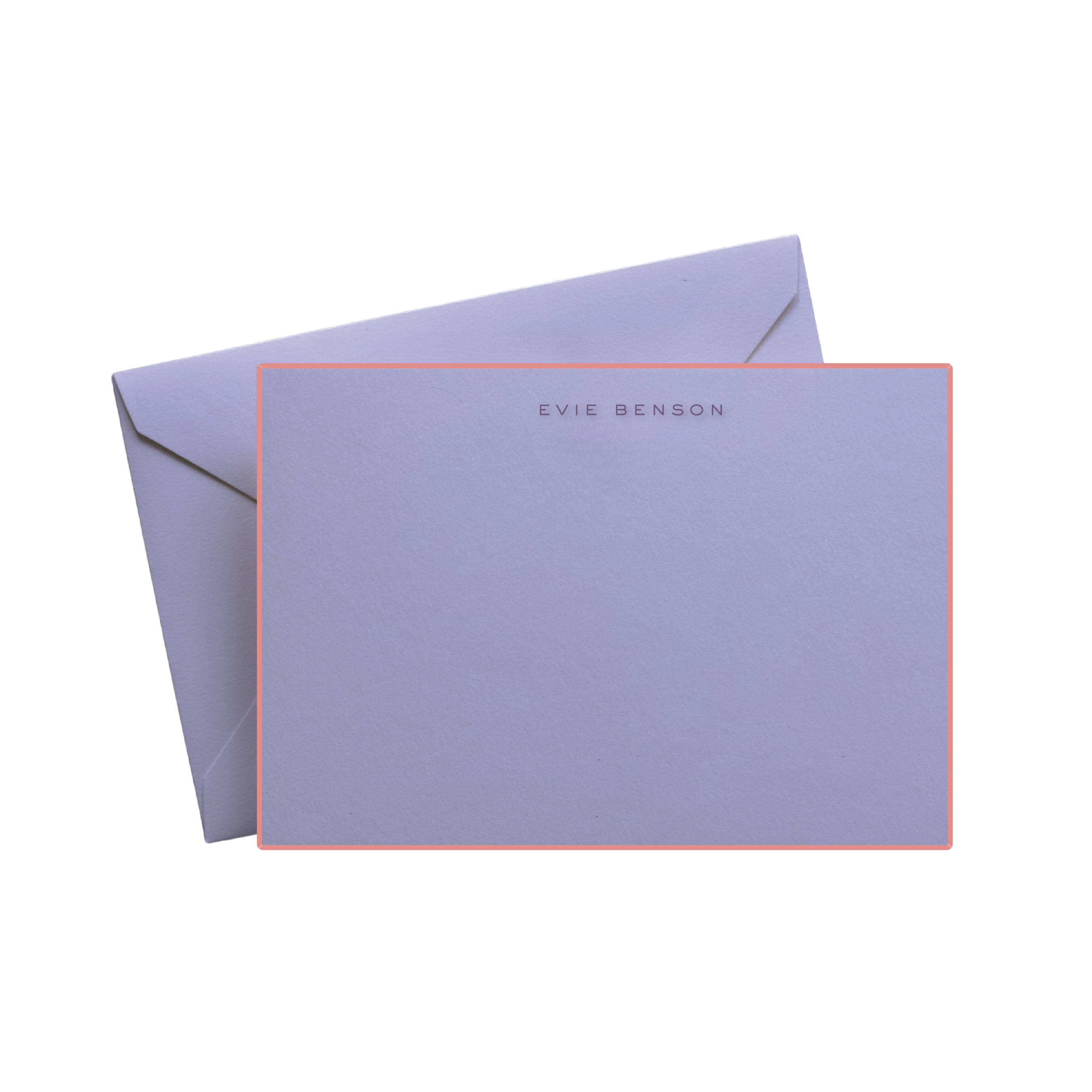 Evie Purple Engraved Stationery