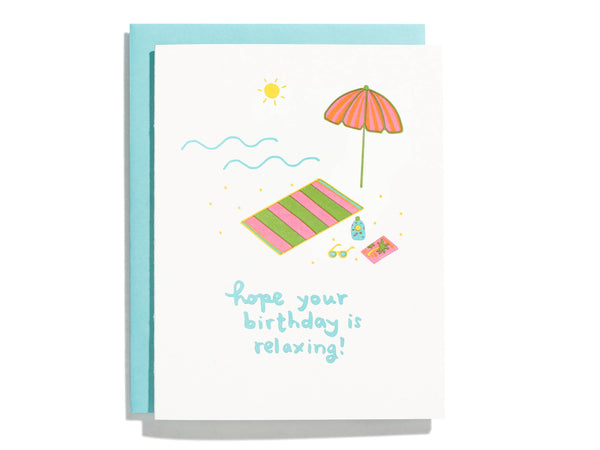 Beach Birthday Letterpress Greeting Card