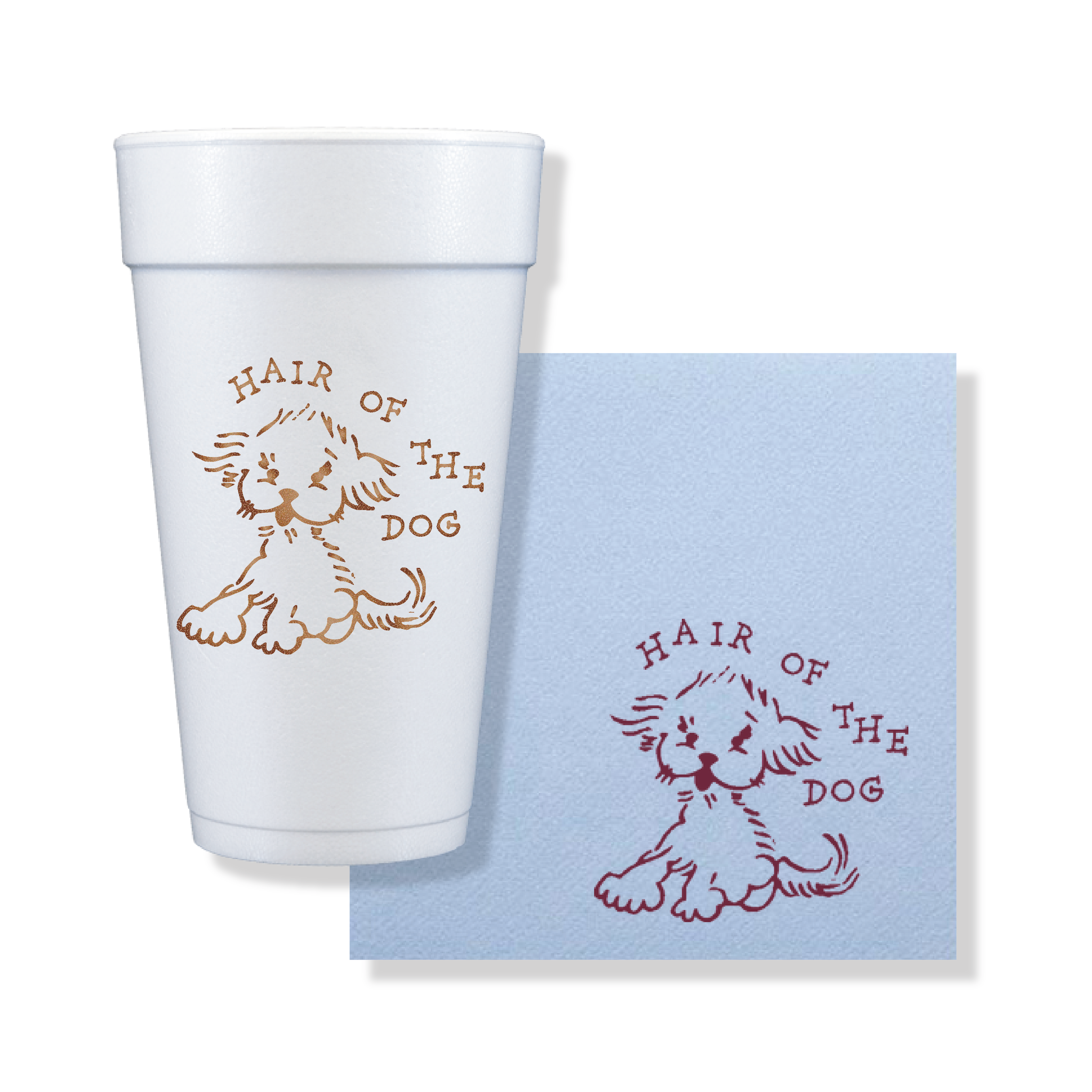 Blue Hair of the Dog linen-like cocktail napkins, set of 15 stylish paper napkins for parties