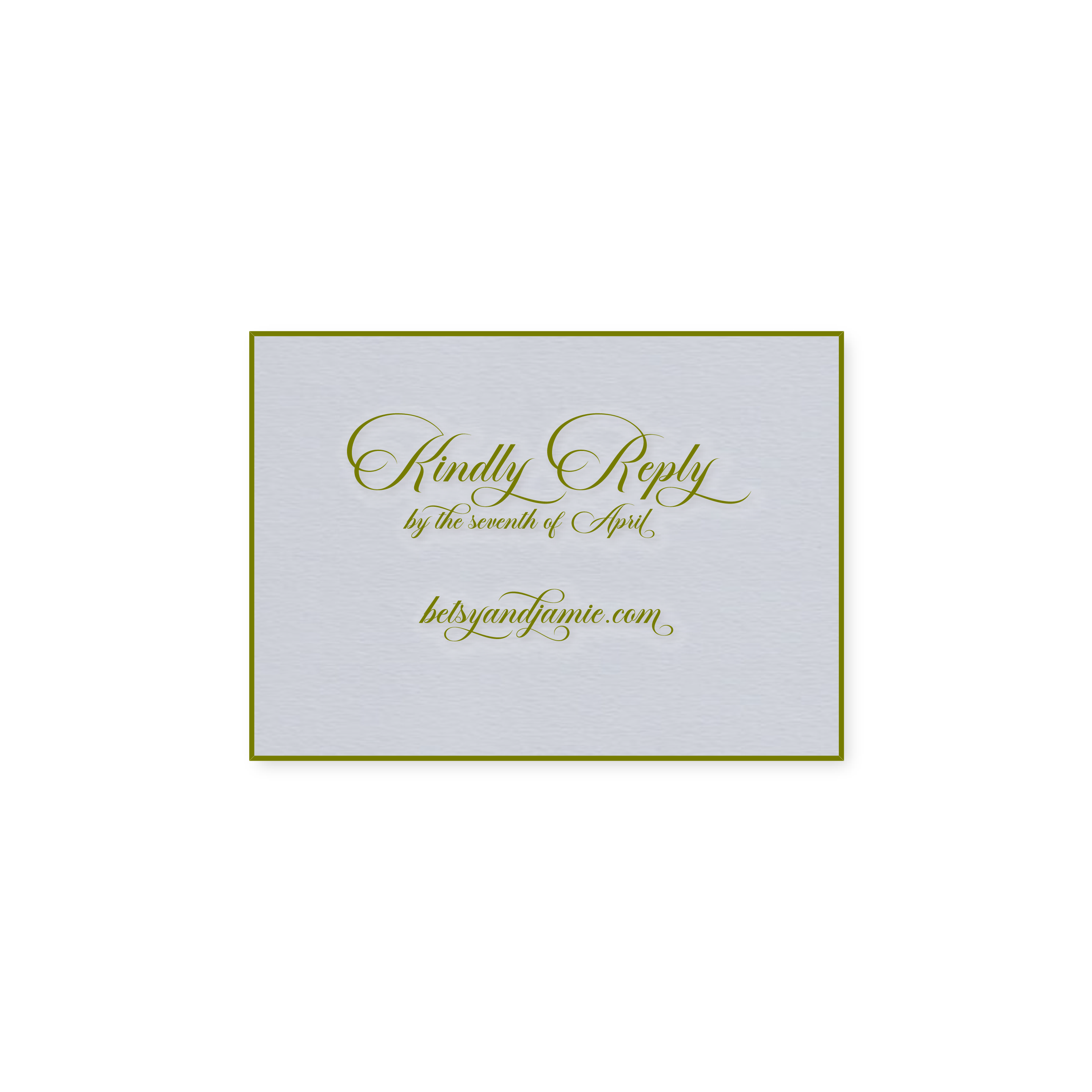 Pistachio Frances Reply Card with Moss Engraving & Bevel