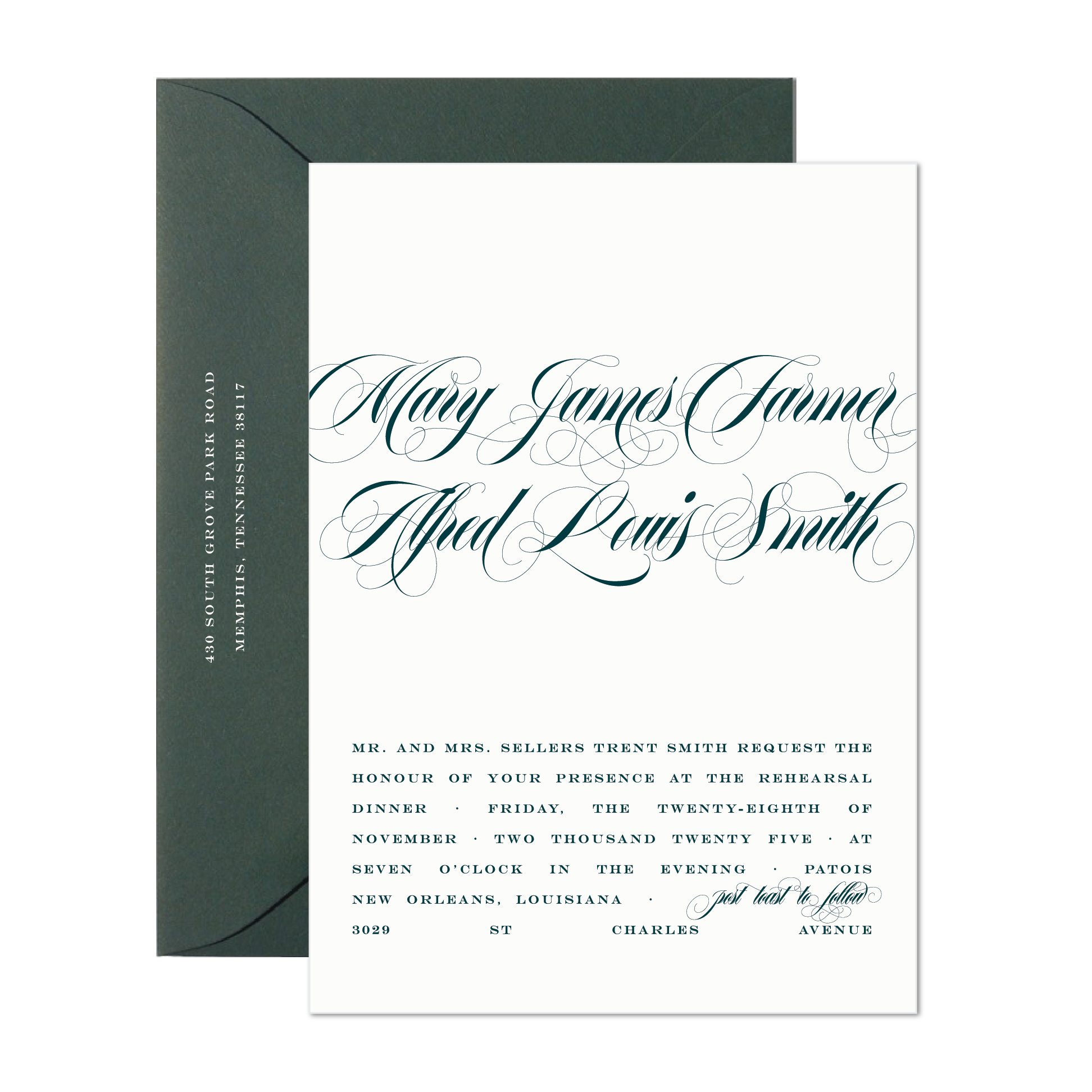 Mary James Rehearsal Dinner Invitation