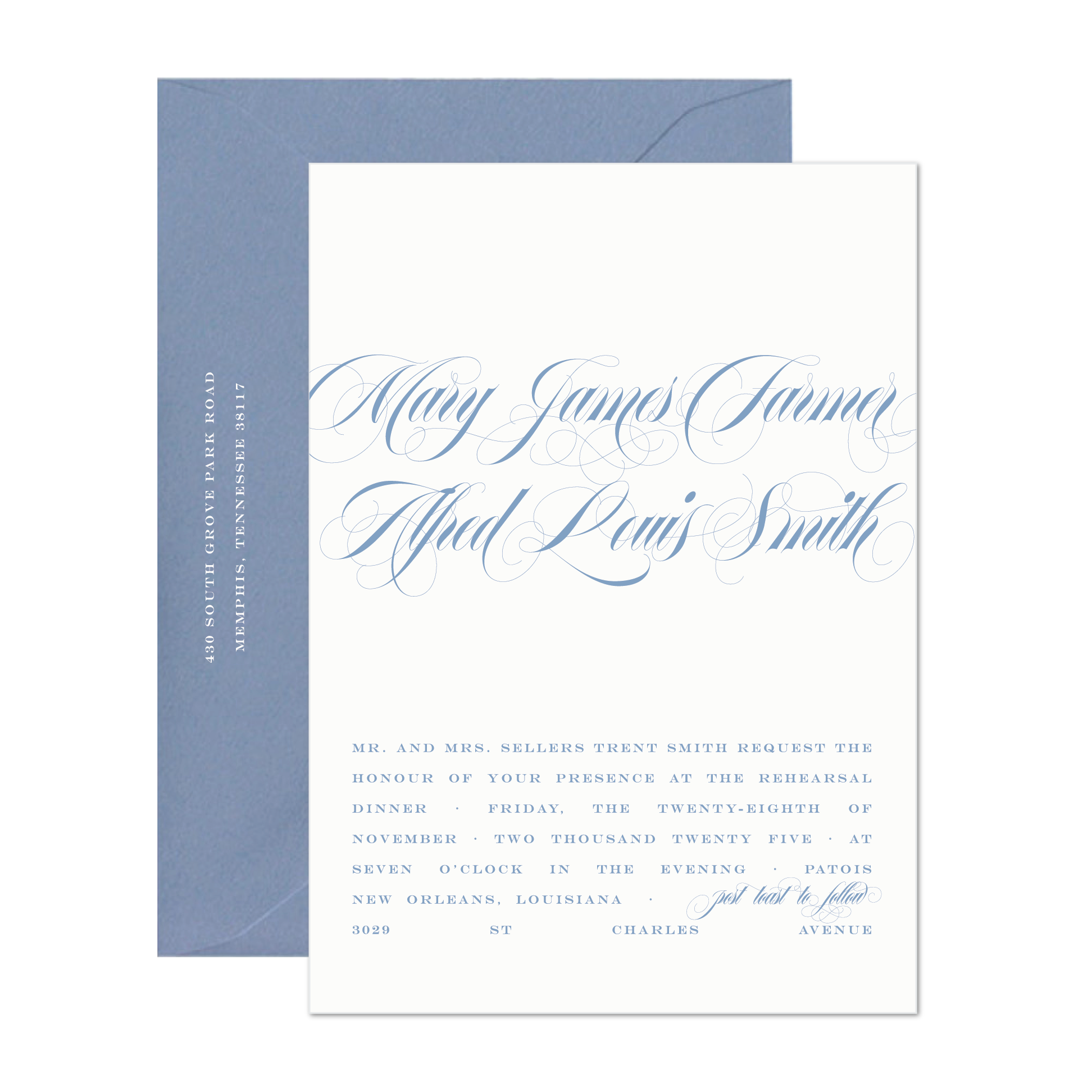 Mary James Rehearsal Dinner Invitation