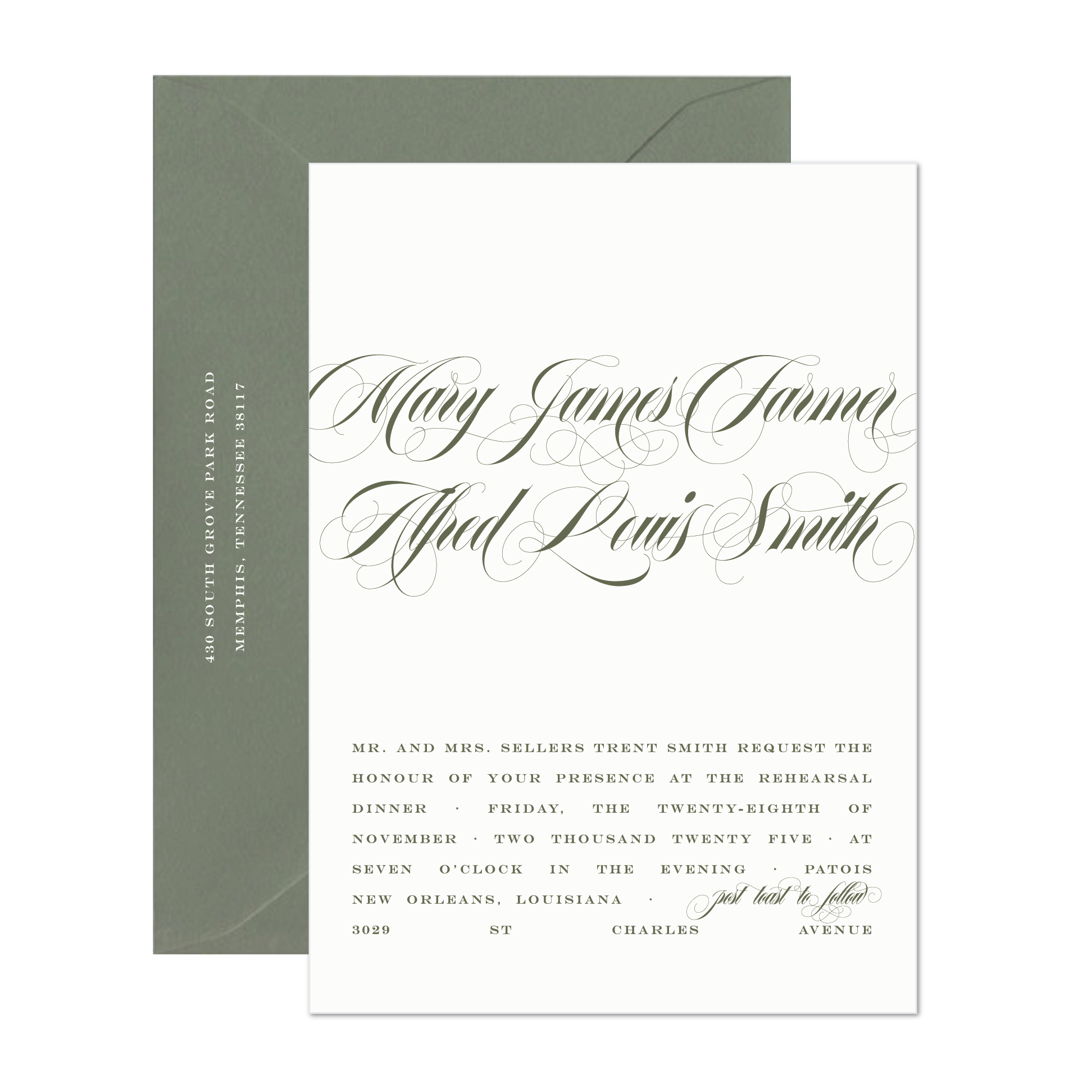 Mary James Rehearsal Dinner Invitation