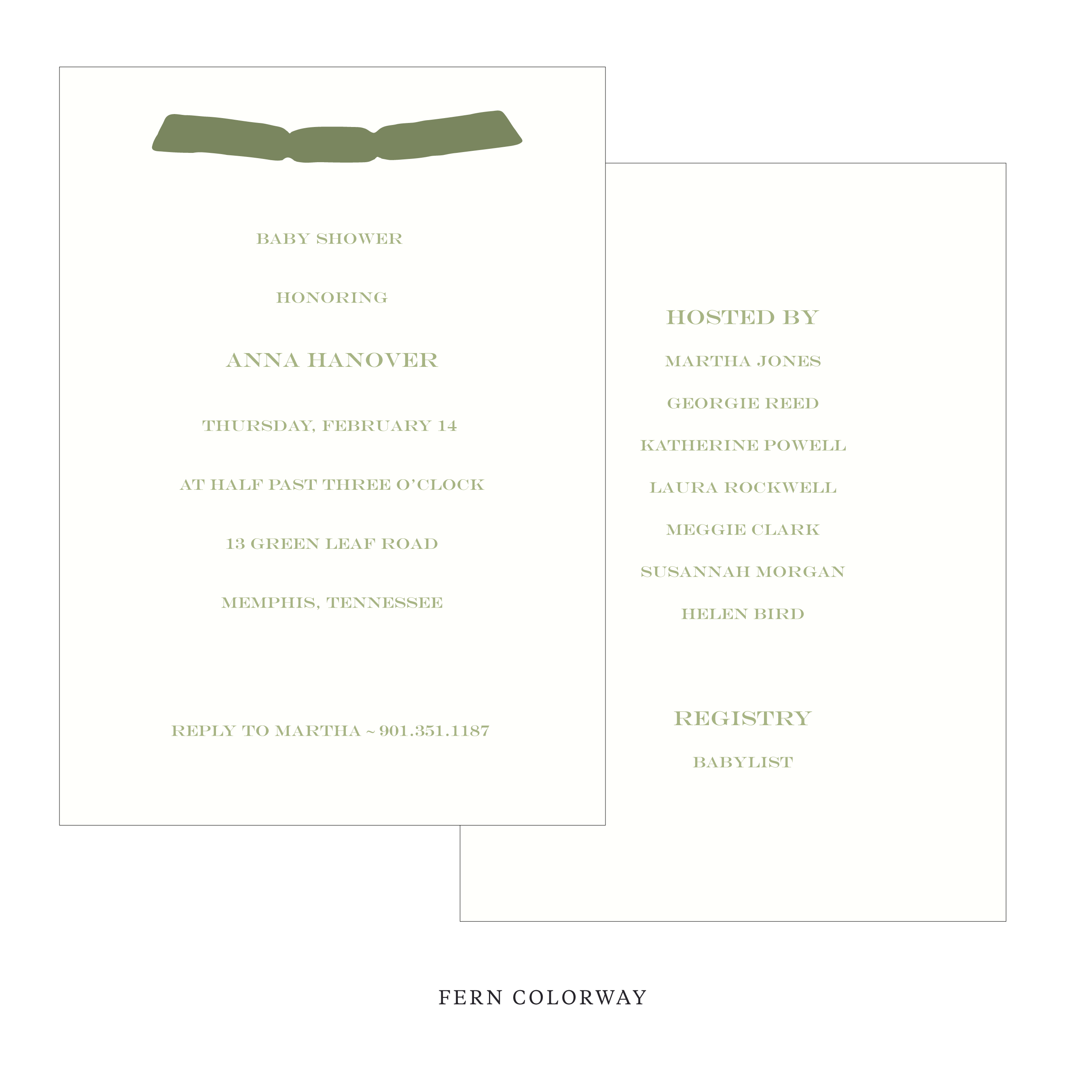 Hampstead Ribbon Baby Shower Invitation