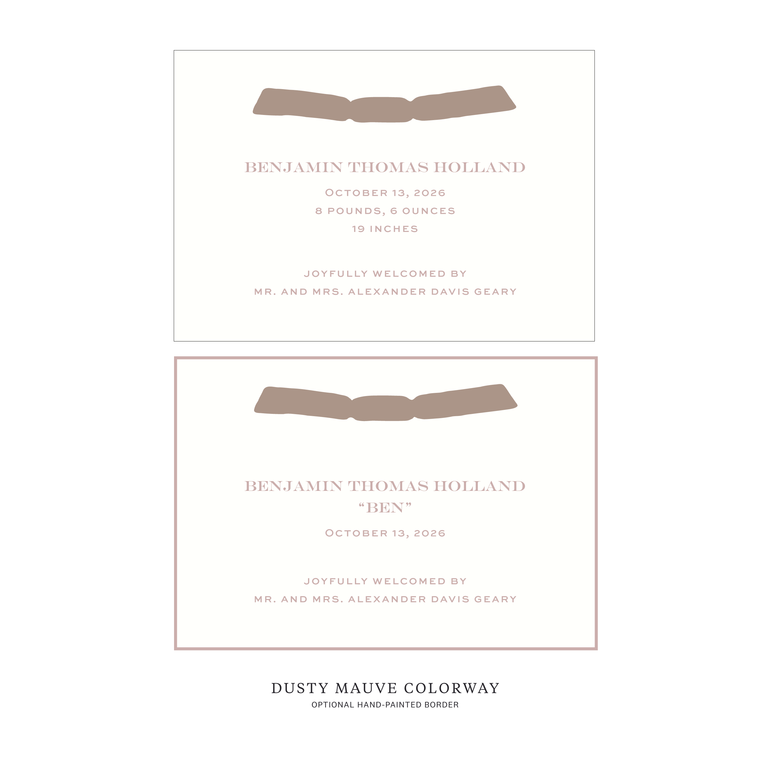 Hampstead Ribbon Birth Announcement