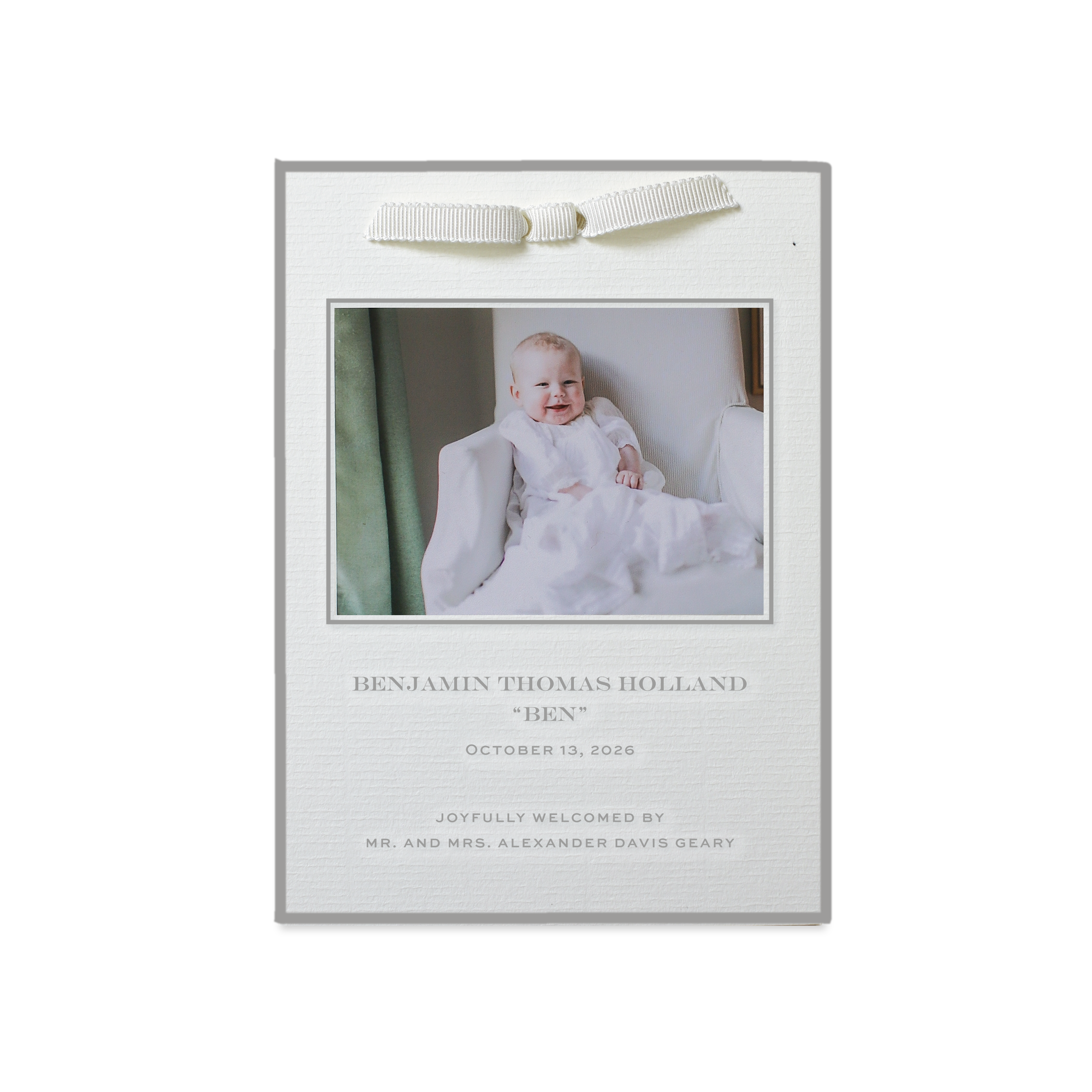 Hampstead Ribbon Photo Birth Announcement