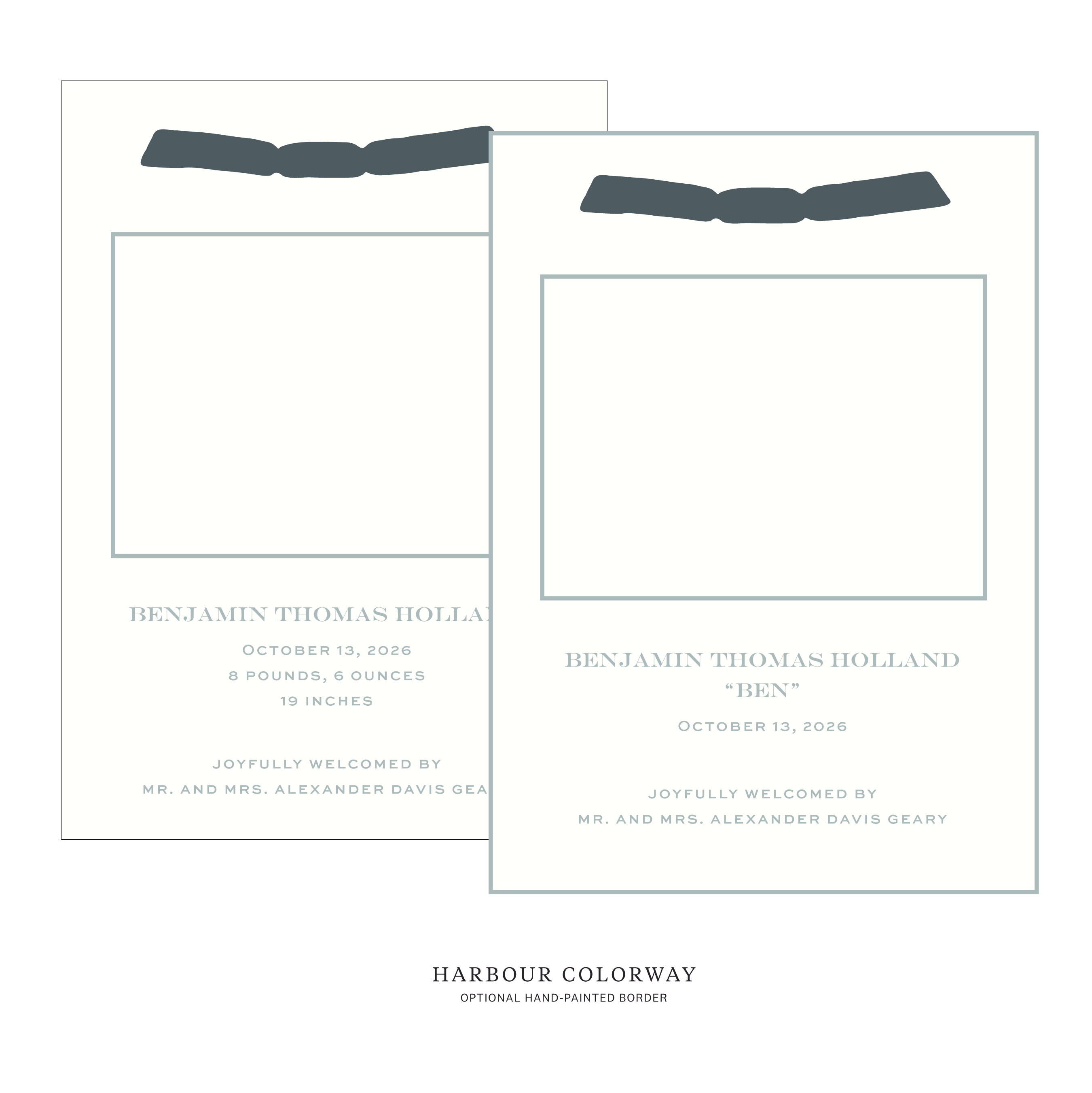 Hampstead Ribbon Photo Birth Announcement