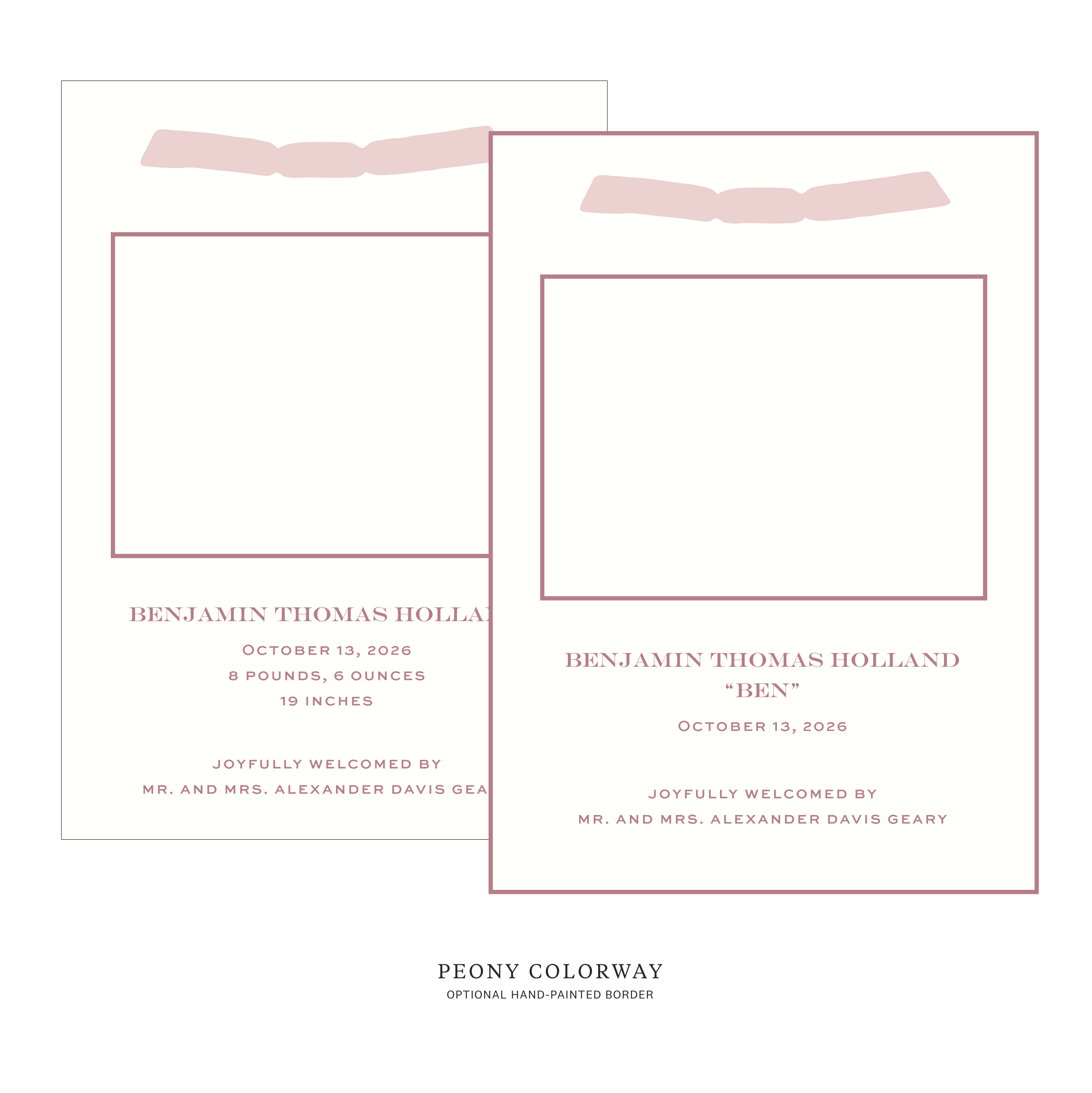 Hampstead Ribbon Photo Birth Announcement