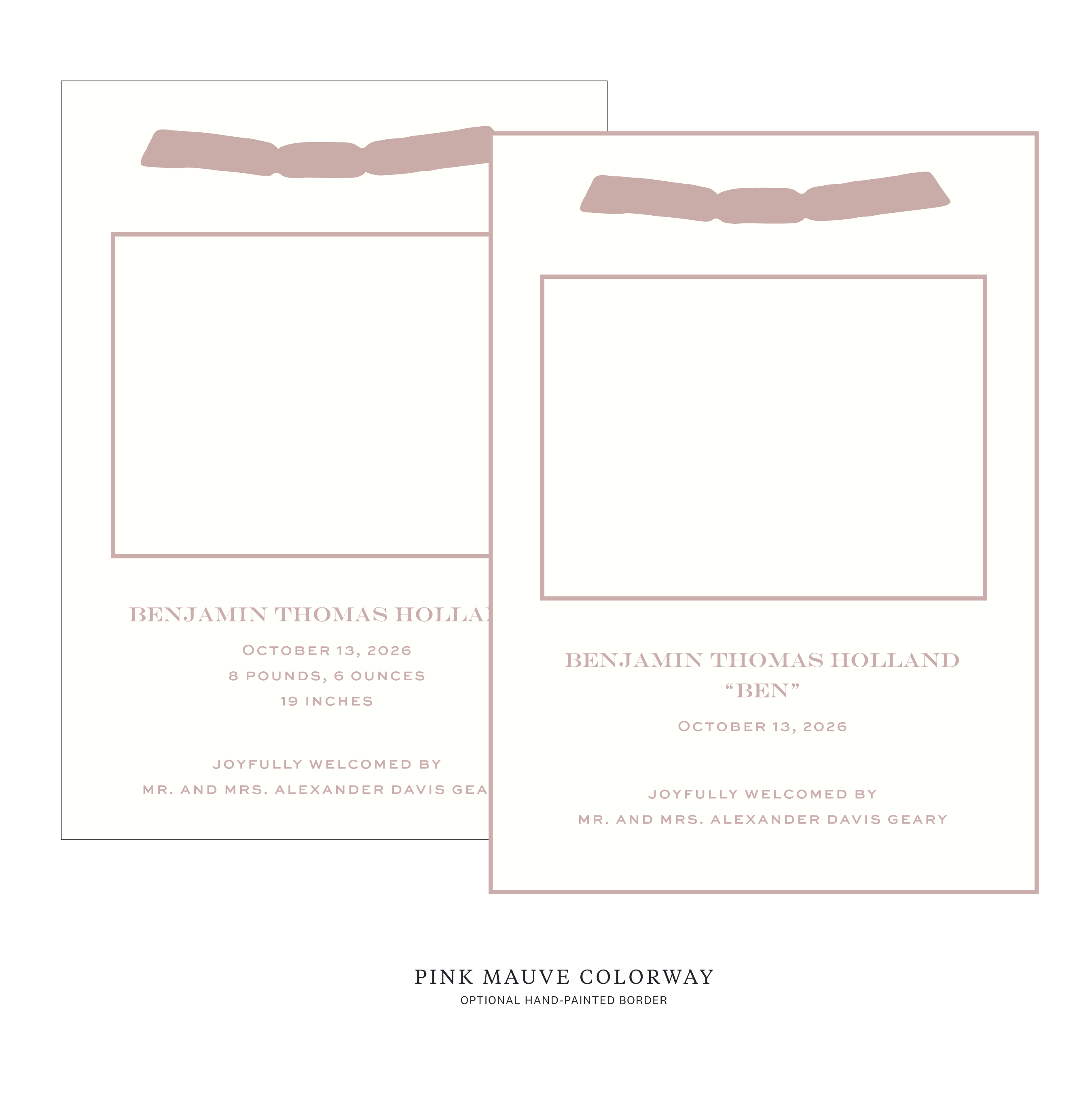 Hampstead Ribbon Photo Birth Announcement