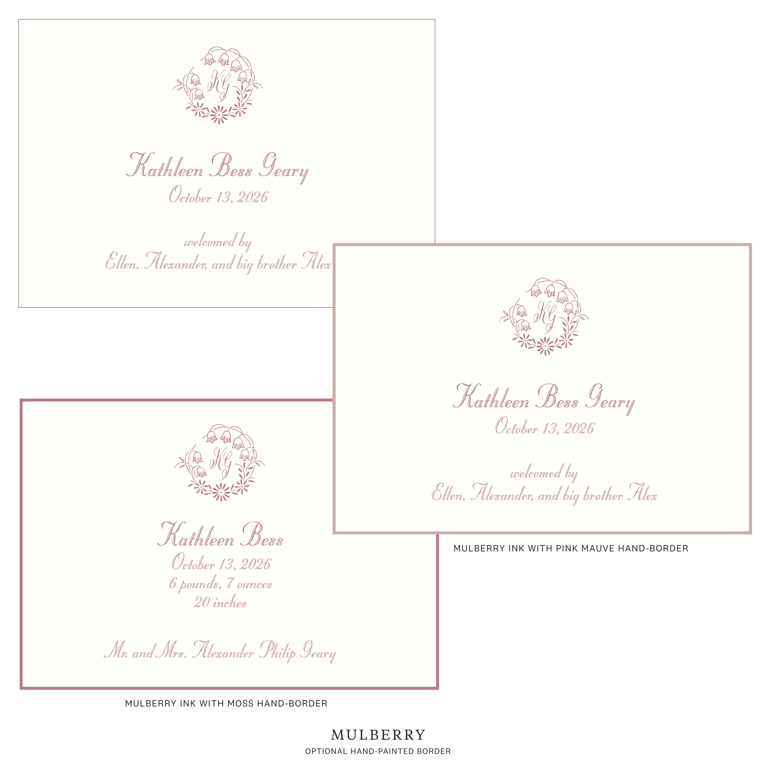 Mayfair Motif Birth Announcement