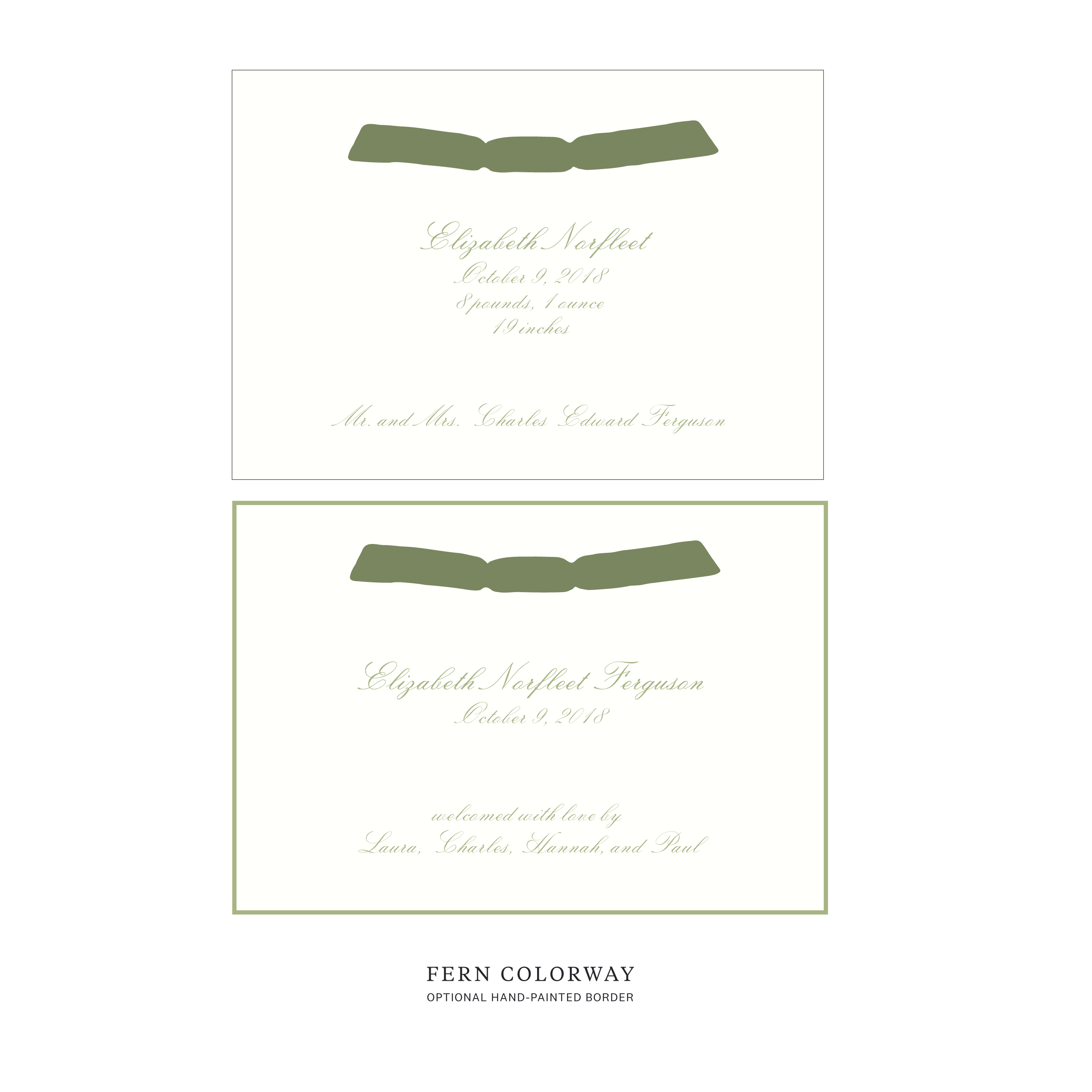 Sutton Ribbon Birth Announcement