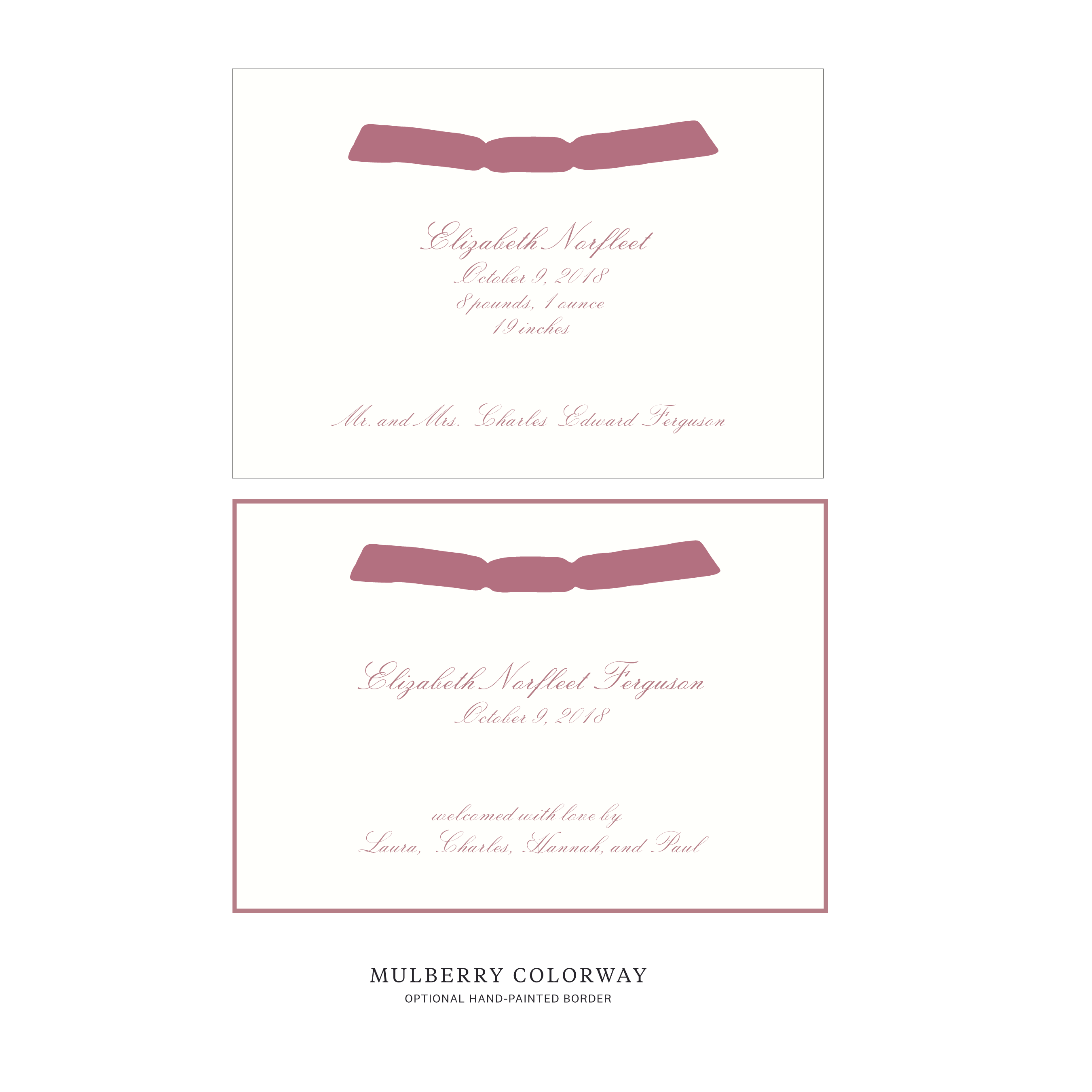Sutton Ribbon Birth Announcement